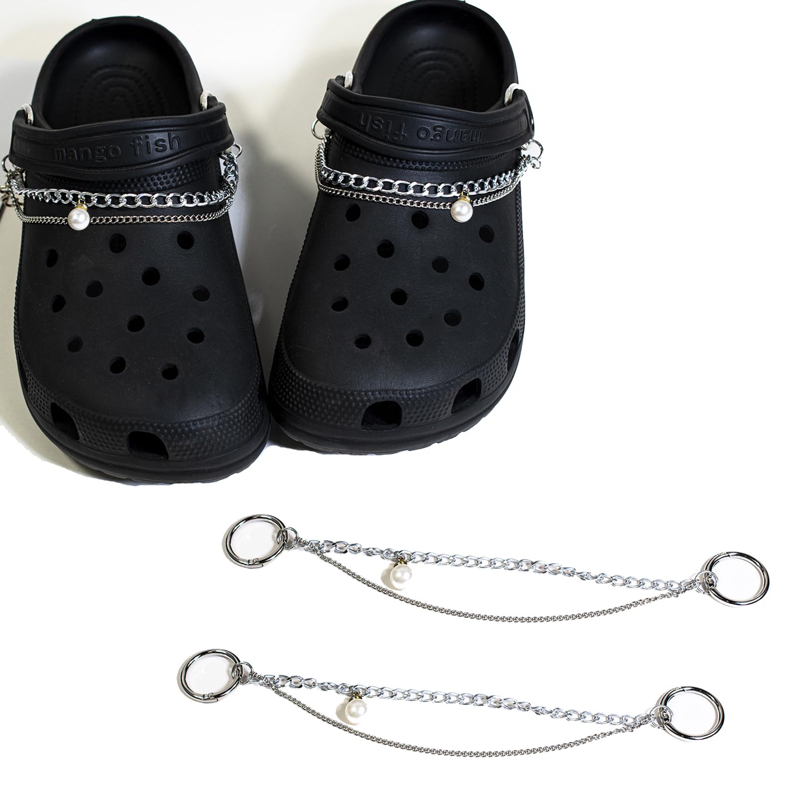 Lixx Metal Chain Shoe Charms Punk DIY Buckle Shoe Decoration Party Favors Birthday Gift 2 Pcs for Sandals Clog Casual Accessories