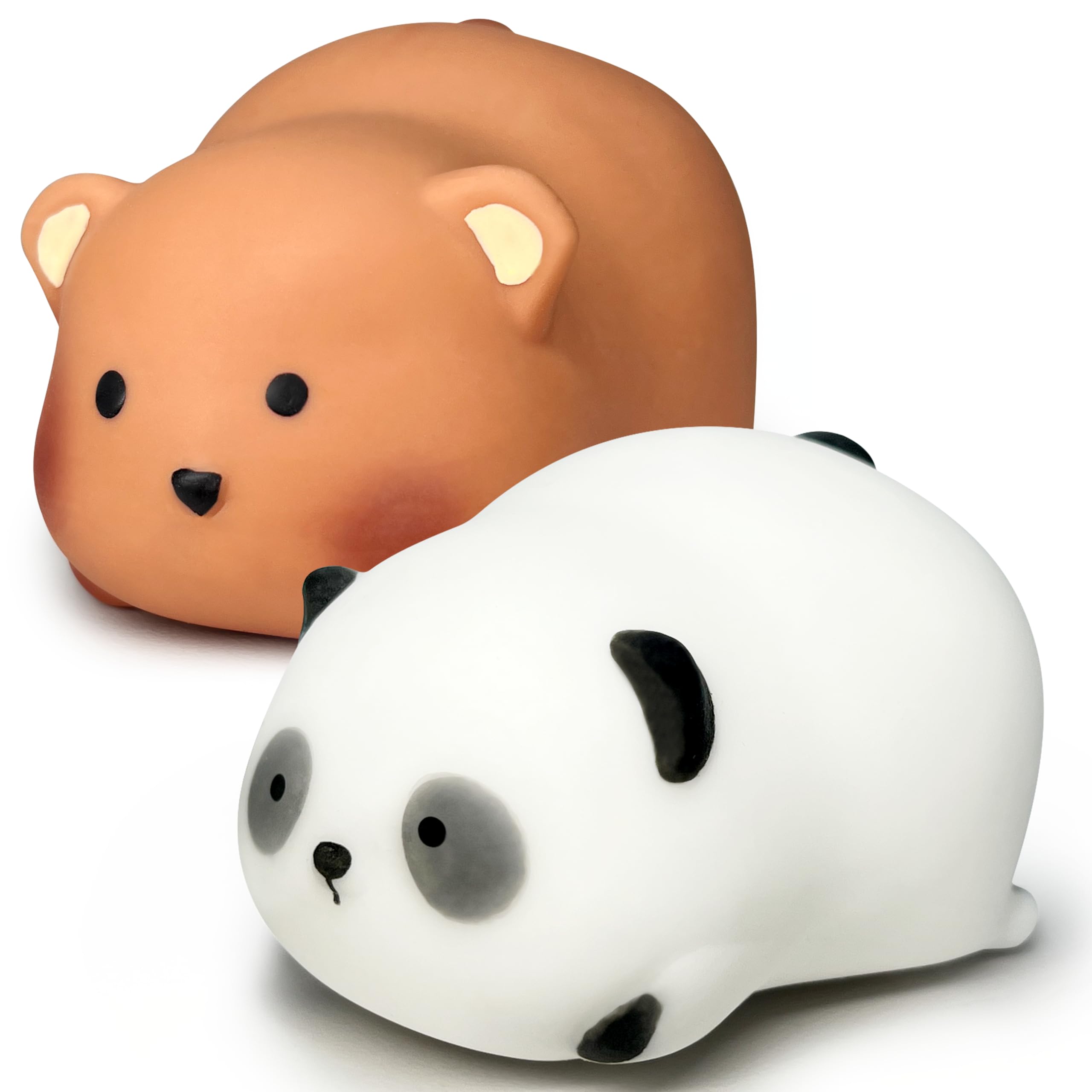 ZTATU Squishy Bear & Panda Stress Balls for Adults (2PCS) Squishy Fidget Toys Stress Dough Ball, Sensory Fidget Toys Squeeze Ball, Stress Relief Gifts