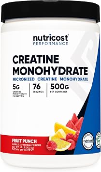 Nutricost Creatine Monohydrate Powder Fruit Punch, 500 Gram