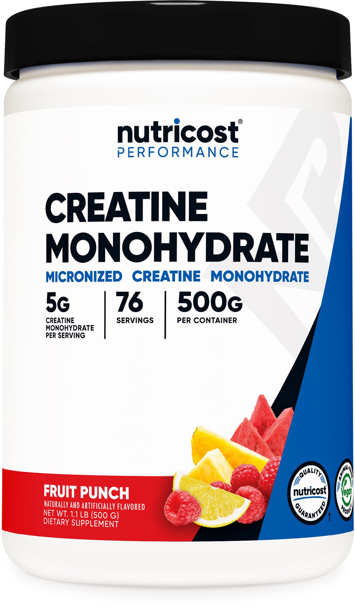 Nutricost Creatine Monohydrate Powder (Fruit Punch, 500 Gram) Fruit Punch 500 Gram (Pack of 1)