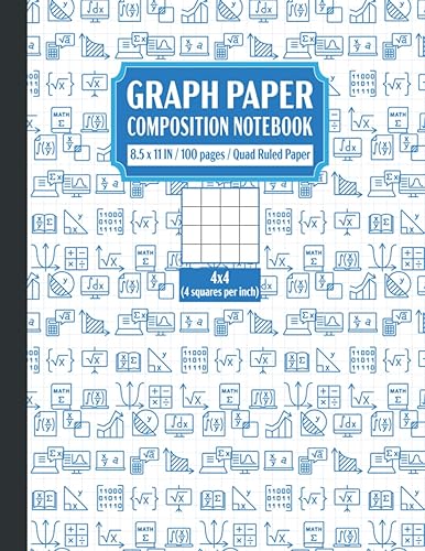 Graph Paper Composition Notebook: Graph Paper Notebook, Grid Paper for Math and Science Students, Quad Ruled 4x4 (100 Pages, 8.5 x 11)