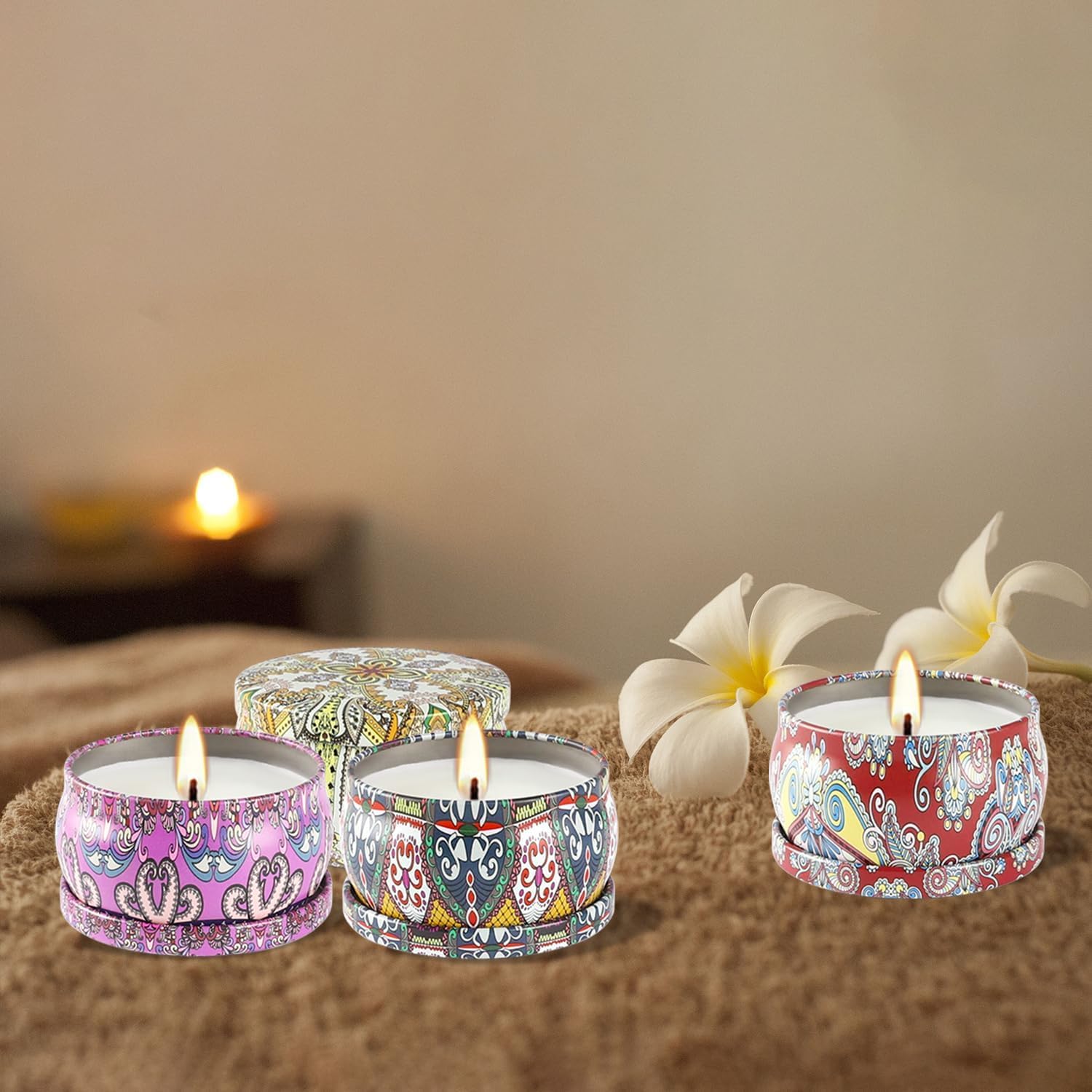 LIVEN Lot de 24 bougies parfumées en cire de soja - Bougies d'aromathérapie pour la maison - Bougies parfumées de 70,9 g pour maman pour Noël, anniversaire, Thanksgiving, fête des mères