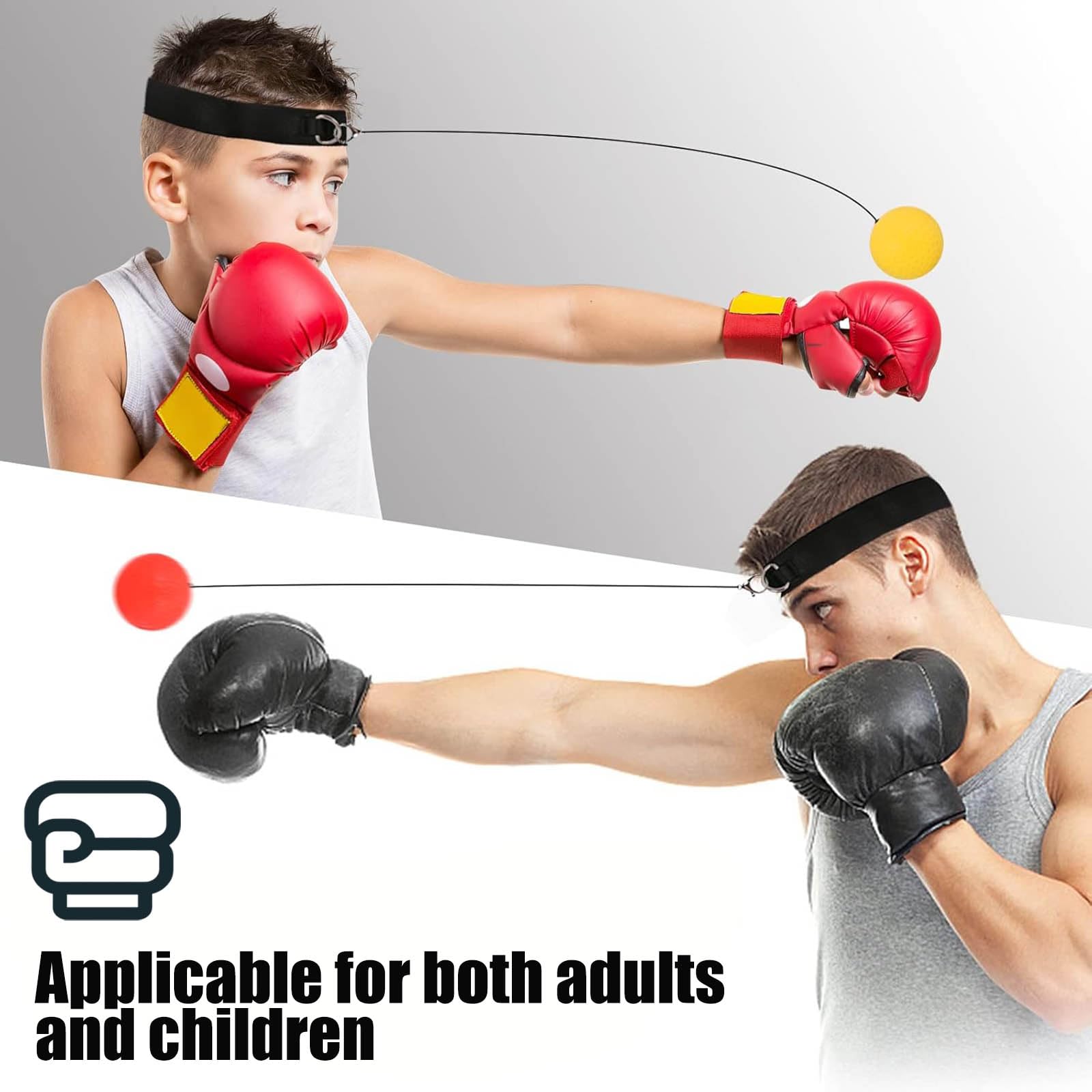 Bola de Entrenamiento de Boxeo, Pelota Reflejos, Diadema Ajustable, 2 Pelotas de Reacción, Mejora Velocidad, Enfoque, Compacta