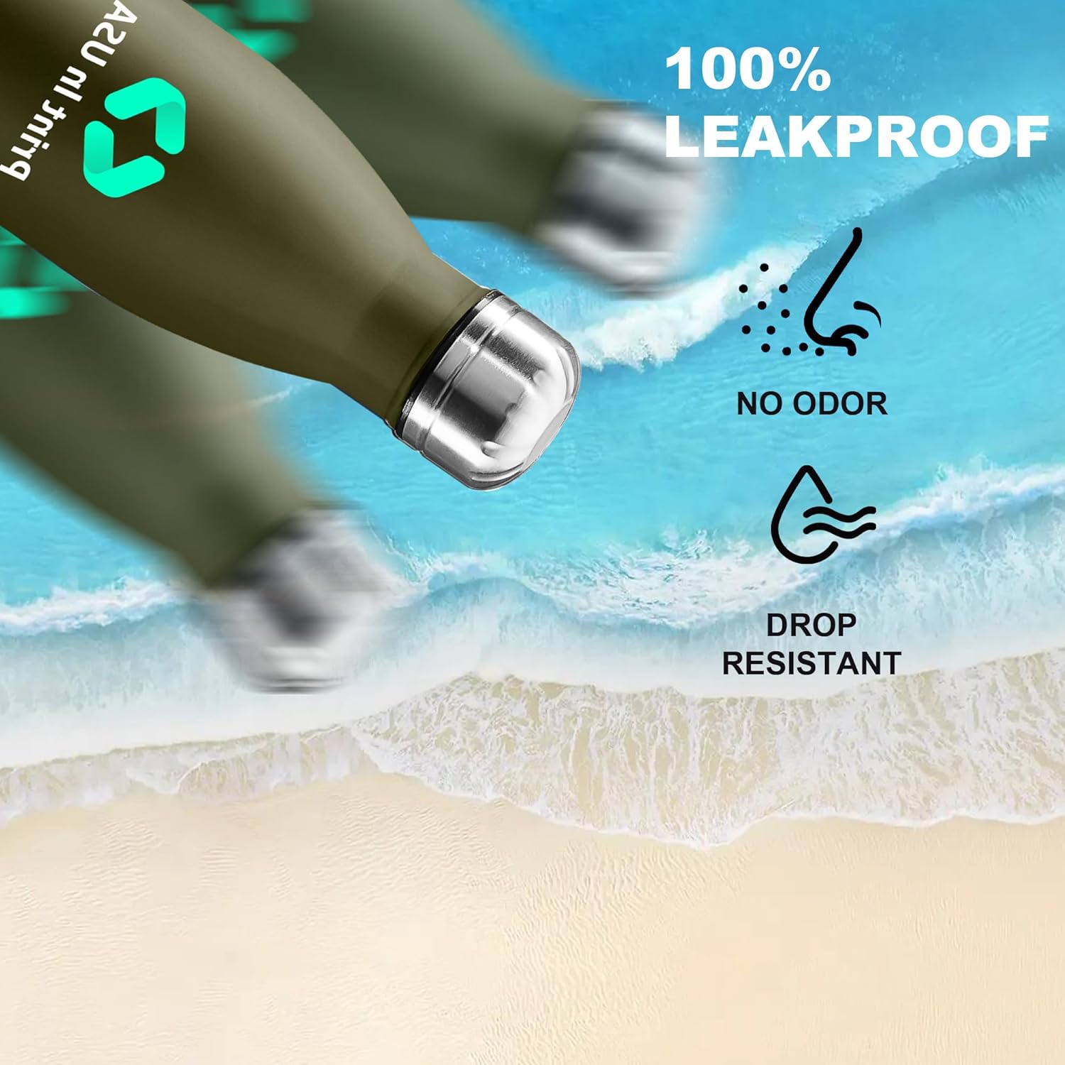 Personalized Custom Print in USA Water Bottles 17oz Stainless Steel Double Wall Insulated Leakproof Cups for Sports Outdoors With Colorful Text Logo - Image 3