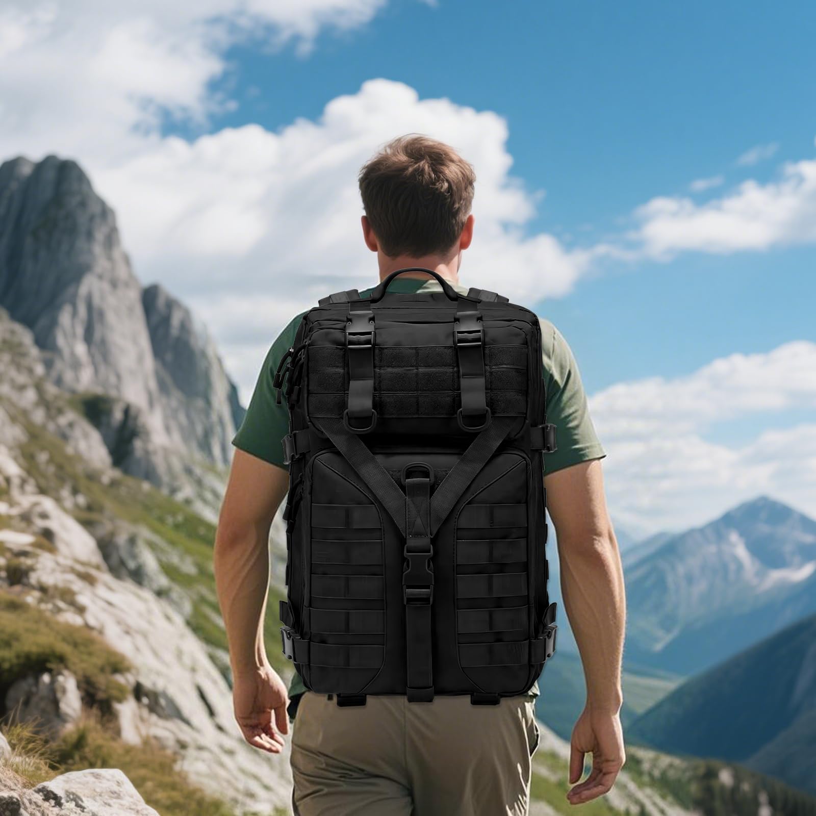 GKXLH Sac à dos tactique - Sac à dos militaire tactique 45L pour hommes femmes, 900D Oxford Fabric Tactical Army Bug Out Bag Rucksack Daypack, Sac tactique pour la randonnée, la pêche, le camping