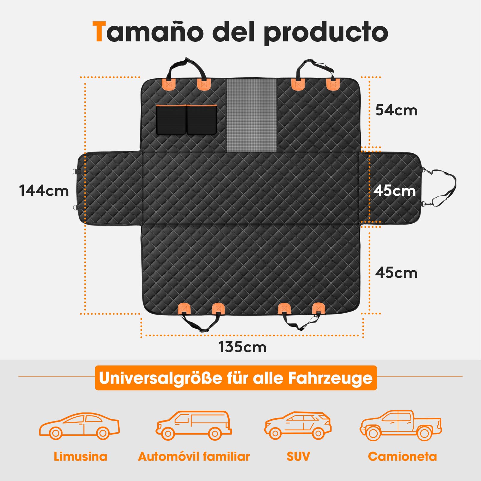 JOEJOY Funda Perros Coche, Funda de Asiento para Perros Impermeable y Resistente, Protector Coche con Ventana de Malla Visible y Cremallera, Universal para SUV, Camión