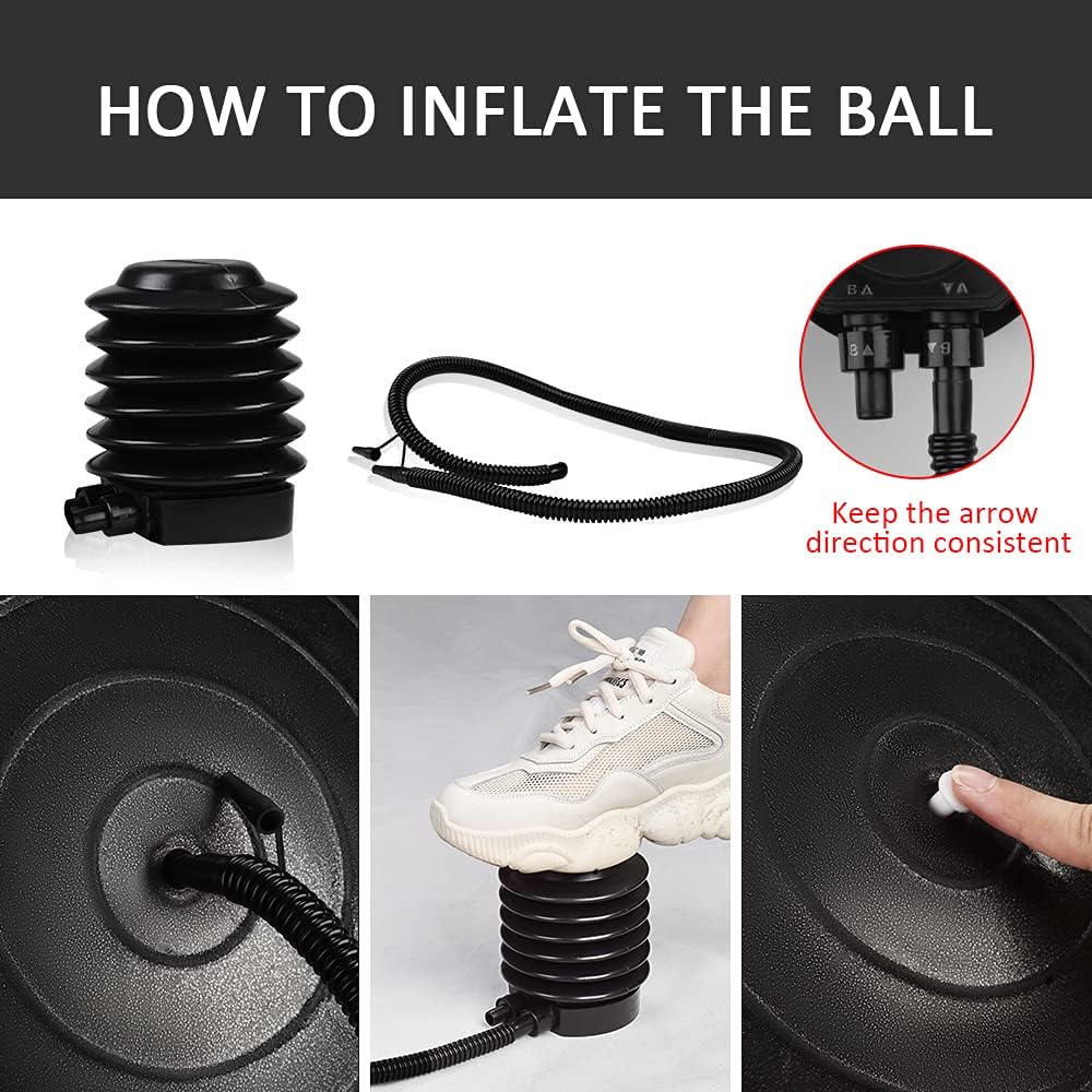 Sporus Exercise Ball Chair 65/75 cm, Yoga Ball for Office, Fitness, Pregnancy with Stability Ball Base & Workout Poster, Improve Balance, Training Strength for Gym, Home [Resistance Bands Included] : Sports & Outdoors