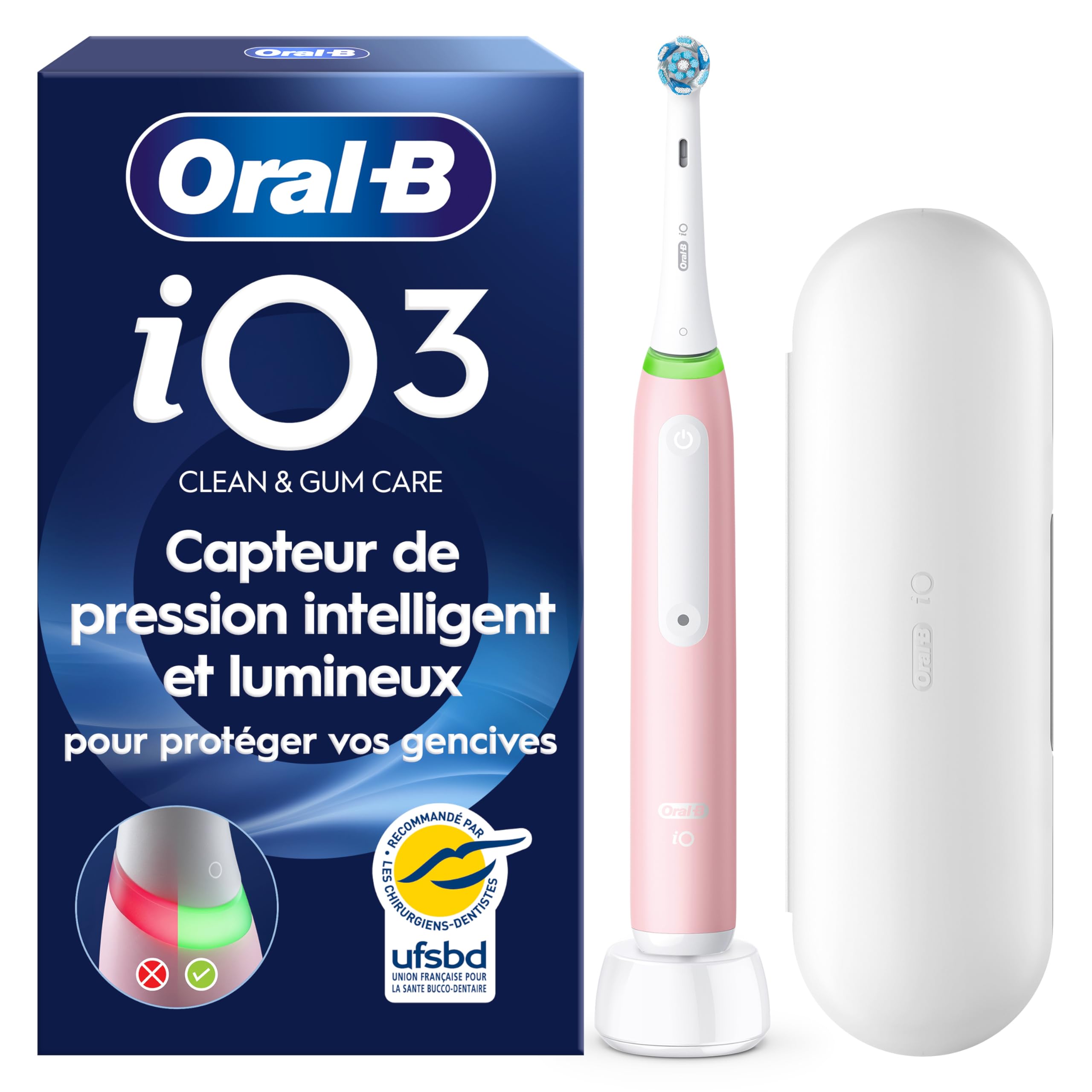 Oral-B Brosse à Dents Electrique iO 3, Brossette de Rechange, Rose