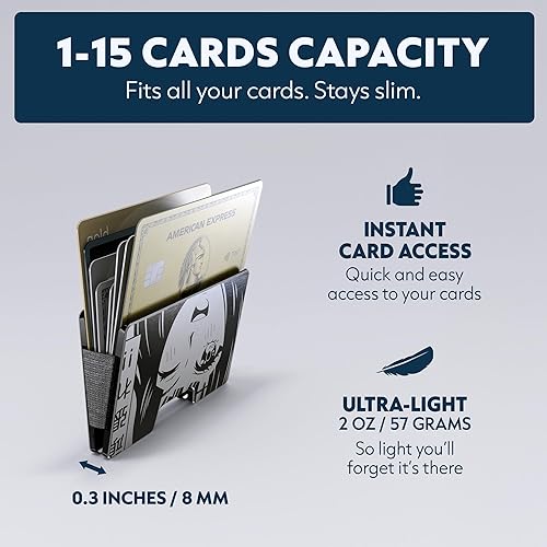 Miniatura 3 de Cartera de aluminio grabada para hombre, clip delgado para dinero y tarjetero con acabado grabado. Bloqueo RFID mejorado, carteras compactas, únicas