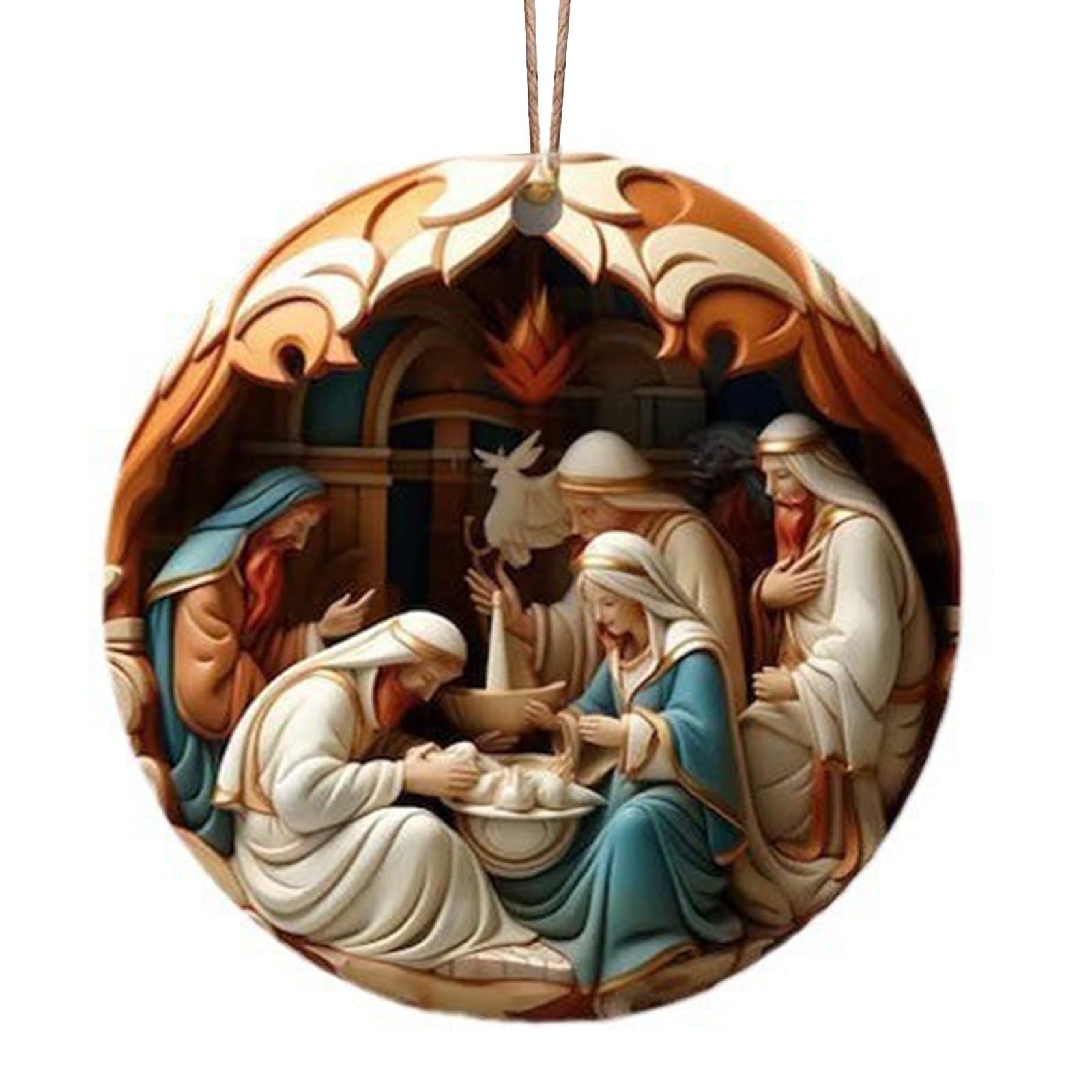 Yhplxyuus Artistic Nativity Ornament Intricate Nativity Themed Hanging Ornament Charm for and Home Festivities Sturdy Christmas Decoration