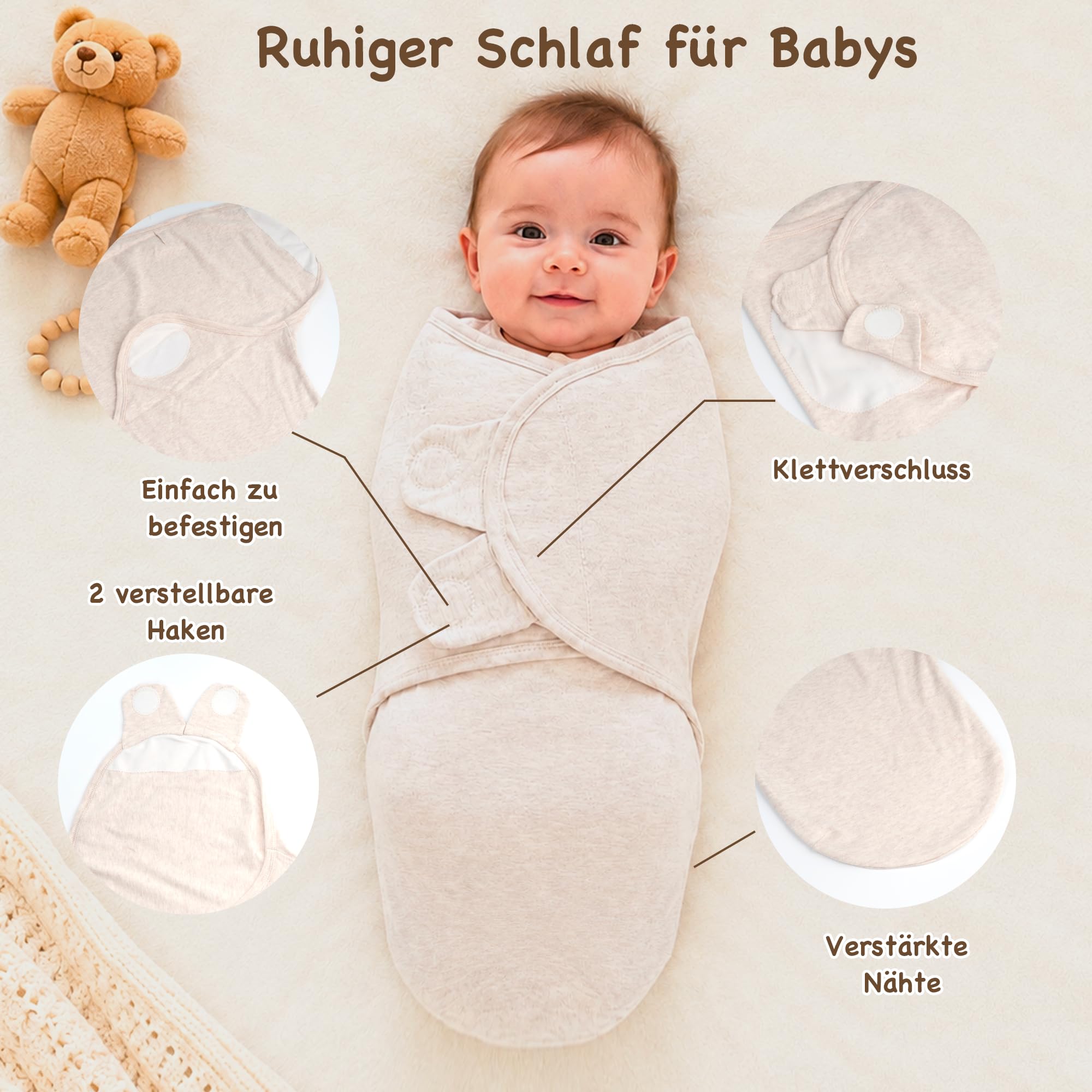 Baby Geschenk 30-teilig, Neugeborenen Geschenk, Baby Set zur Geburt (Braun)