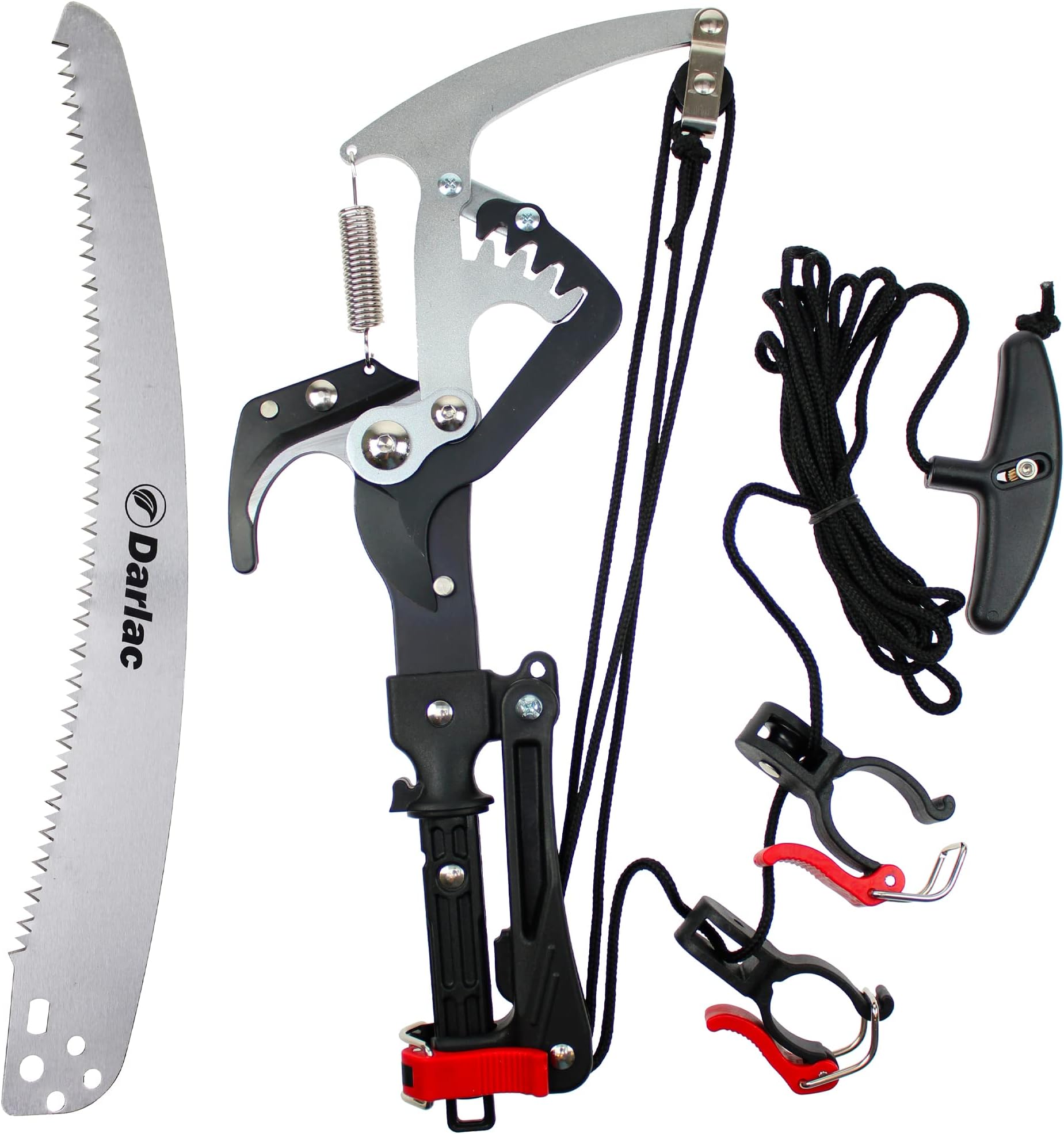 Expert Geared Bypass Tree Pruner – Razor Sharp Pruning Scissors and Pruning Saw with Attachment for Extendable Pole – More Power with Less Effort - SK5 High Carbon Steel Blade