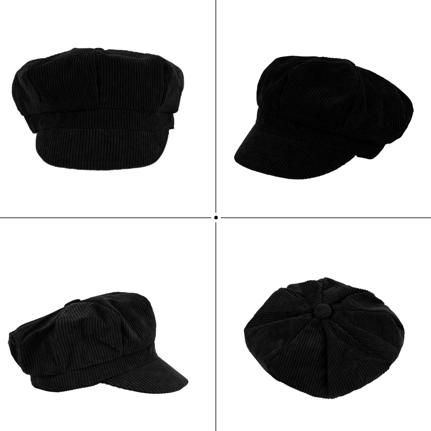 Women Stripes Corduroy Newsboy Hat Visor Beret Artist Painter Hat - Image 2