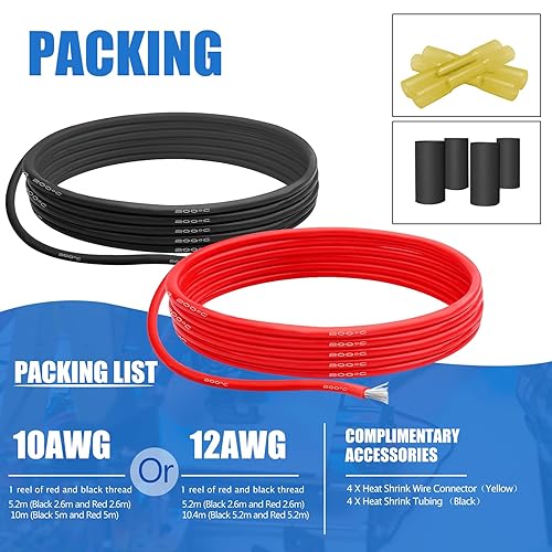 Vista 21 de Cable eléctrico de silicona calibre 22 Cable-HuLuWa 22 AWG Kit de cables de conexión de 6 colores (26.25 pies cada uno) alambre de cobre estañado