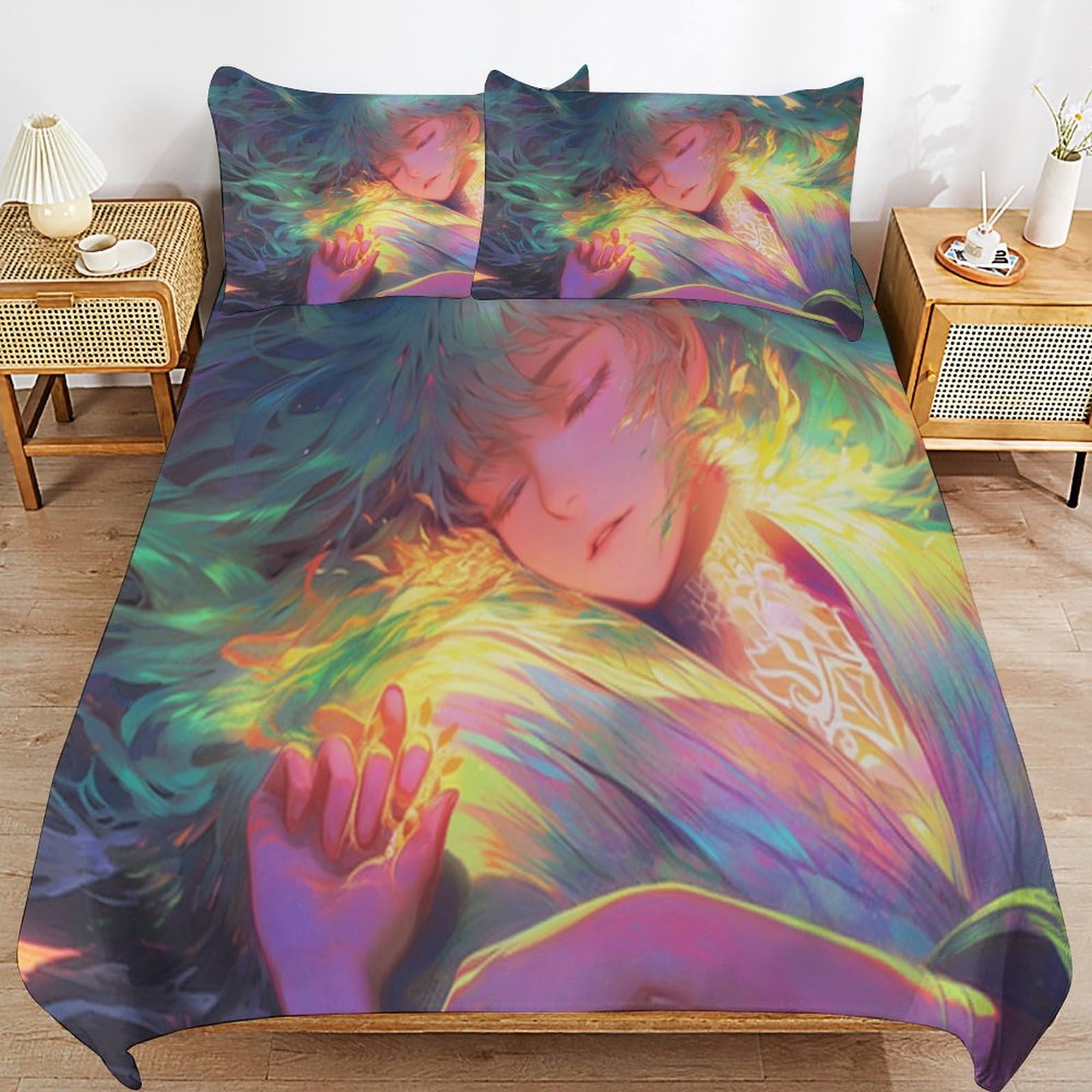 Housse de couette 155x220 cm haut de gamme en microfibre 3 pièces