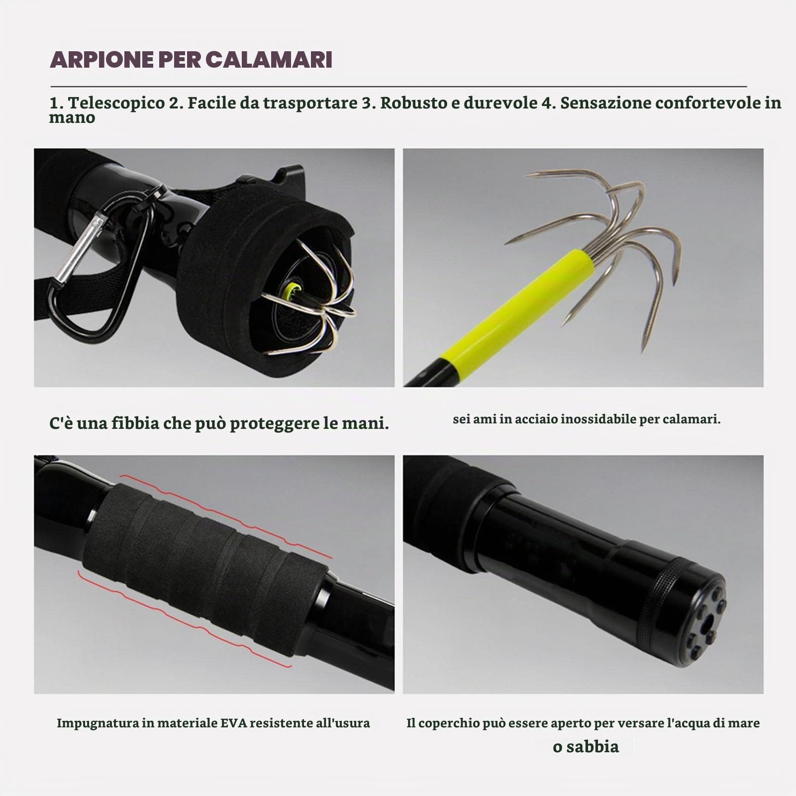 Milageto Raffio per Pesci Amo Calamari Jig Calamari Pesce Raffio con Gancio Utensili in Carbonio Impugnatura ergonomica Raffio per la Pesca di Calamari