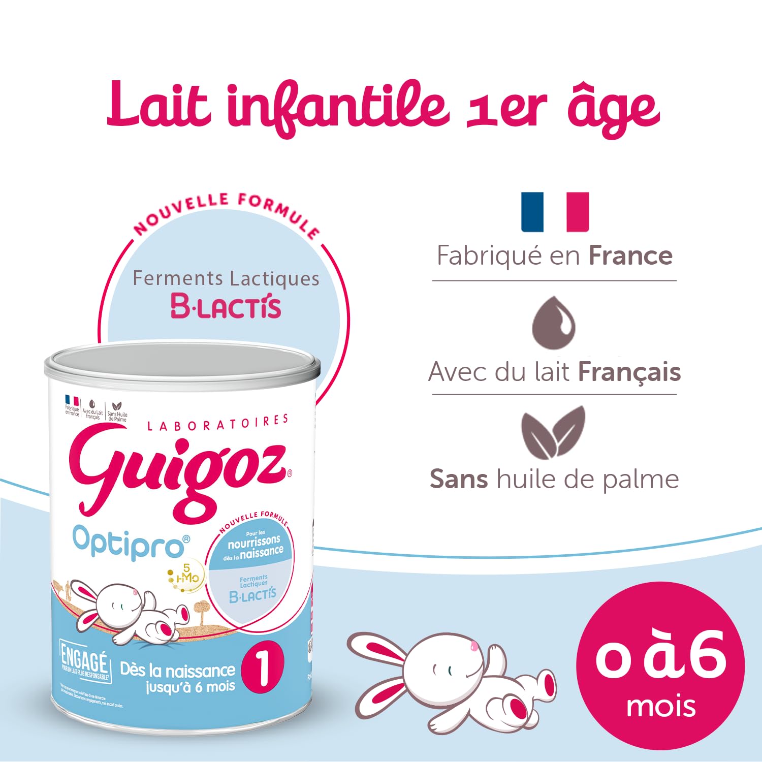 GUIGOZ OPTIPRO 1 Lait bébé en poudre 1er âge - de 0 à 6 mois - Boîte de 830g