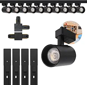 Kit Trilho Eletrificado 4m Preto + 10 Spots Led 10w Quente (Emenda Reta)