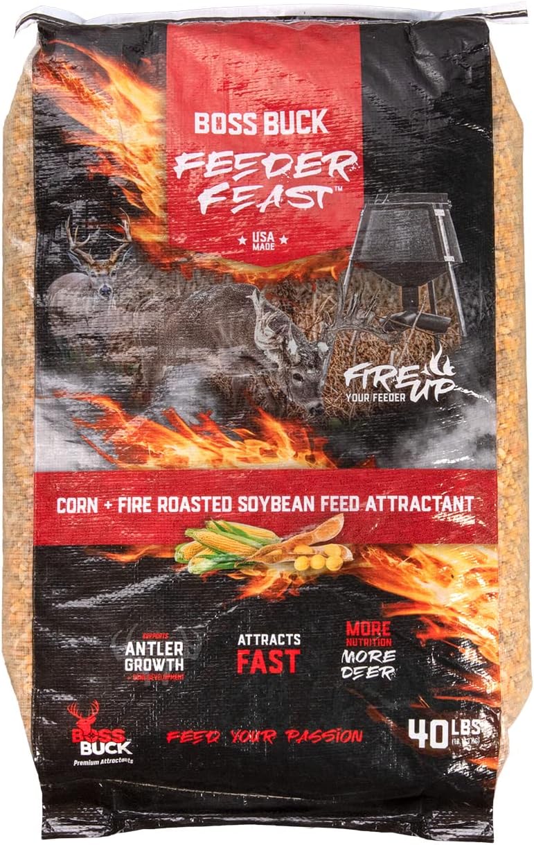 Boss Buck Feeder Feast 40lb Corn and Fire Roasted Soybean Deer Feed Attractant