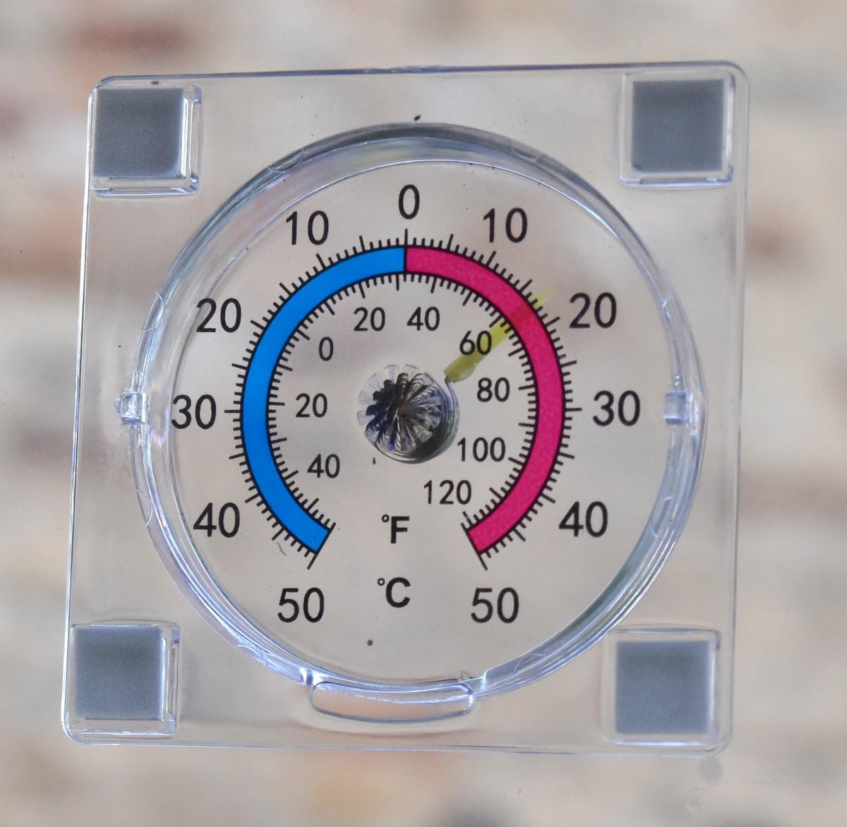 Dial/Analogue Indoor/Outdoor stick on Garden Window thermometer