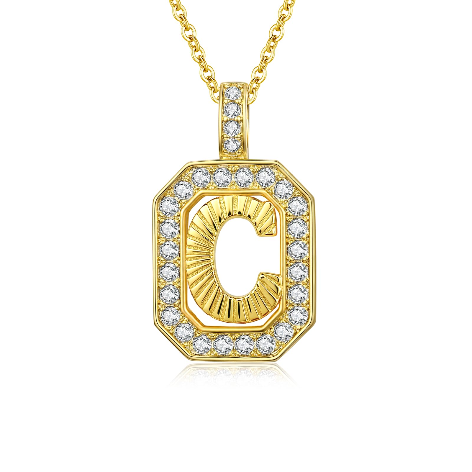 Collana con lettera placcata oro 14 carati con iniziali C, collana da donna