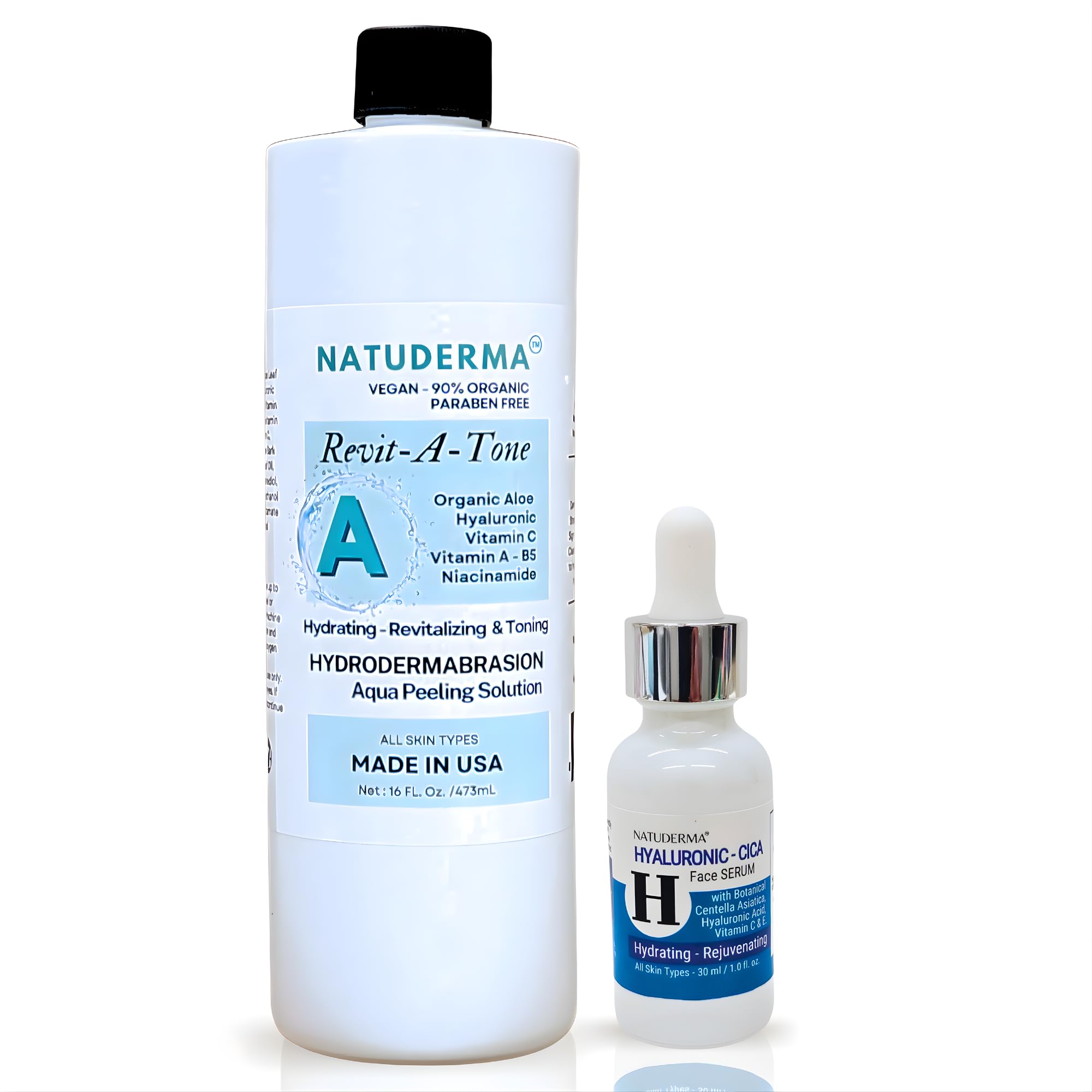 Hydrodermabrasion Solutions | Revitalizing Antioxidant Serum for Hydro Dermabrasion Machine and Oxygen Facial, Revita-A-Tone, 16 oz | and Hyaluronic