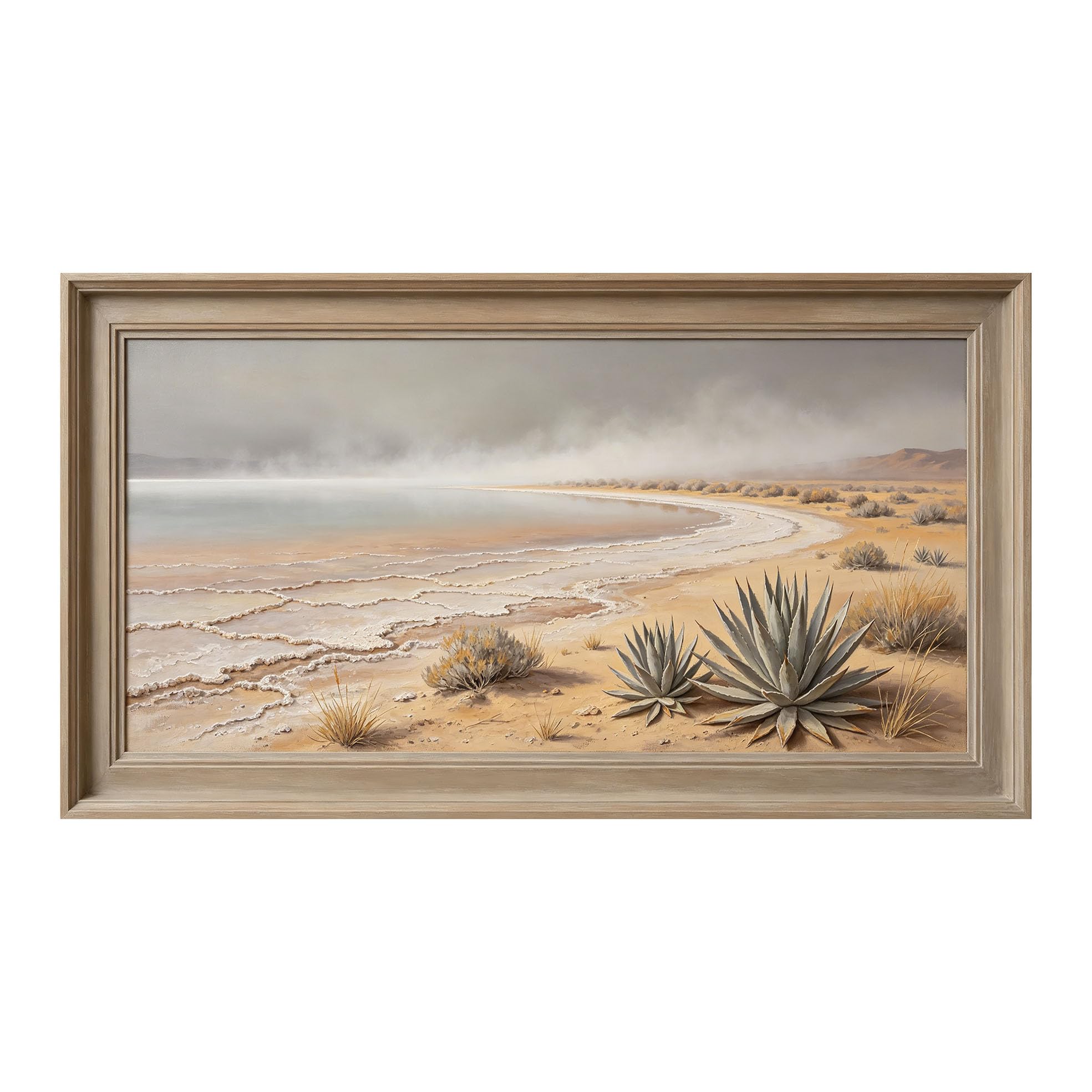 Yzpallescene 3D Framed Wall Art 50cm×100cm Desert Seascape Coastal Oil Painting Large Size SelfAdhesive Removable Wall Decor Prints Artwork for Living Room Bedroom Office