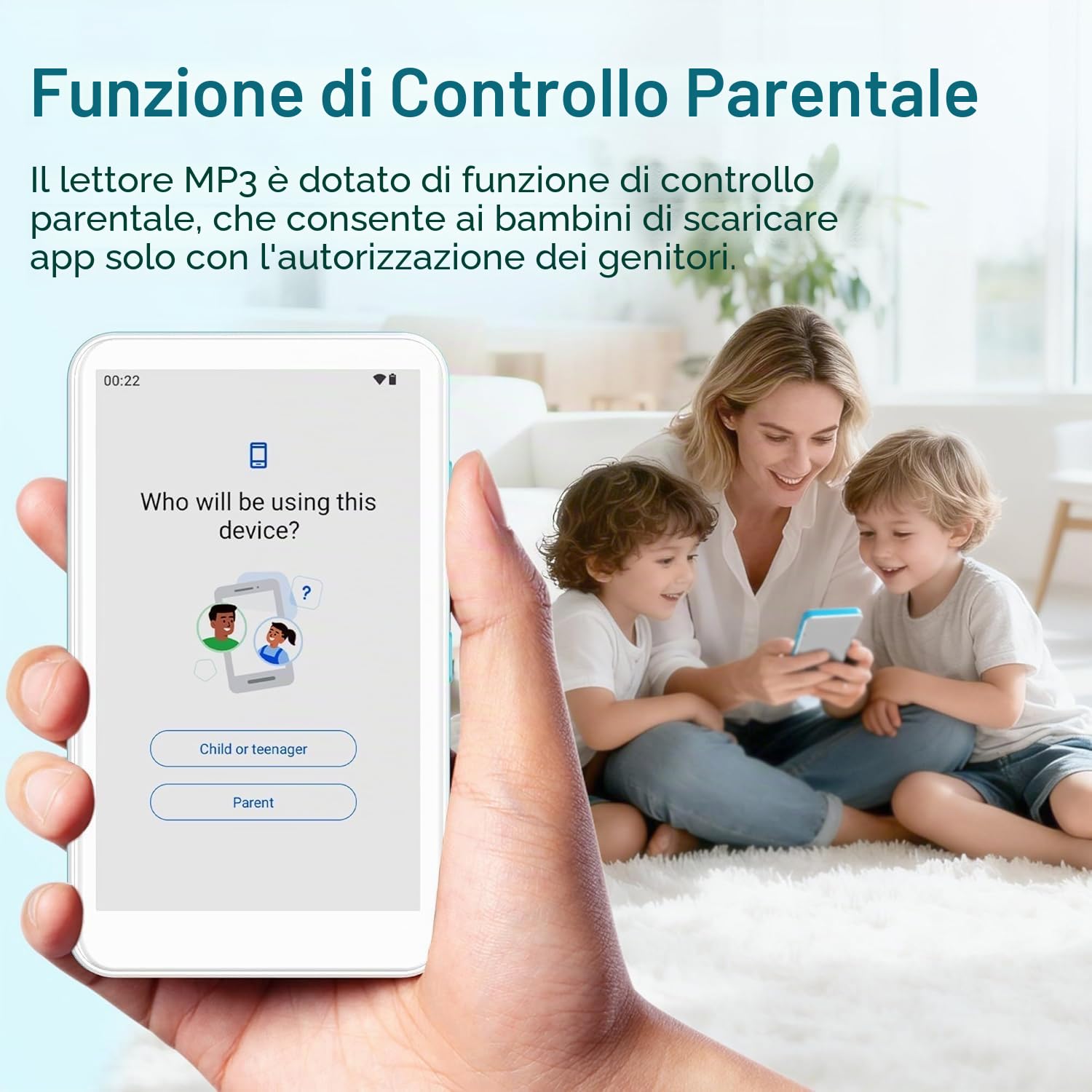 SWOFY 160GB Lettore MP3 con Bluetooth e WiFi, D08 Lettore Android 13, Touchscreen da 4 Pollici, Bluetooth, WiFi, Supporta Spotify, Audible, Play Store e Radio FM, Espansione fino a 1TB