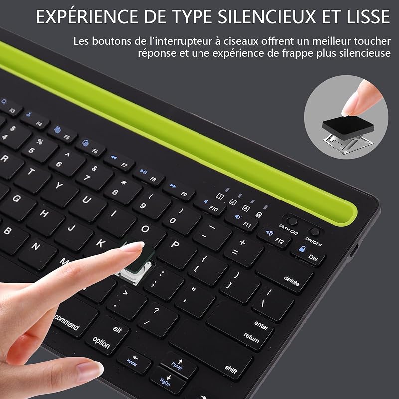 Civetes Wireless Bluetooth QWERTY Billentyűzet 78 Gomb, Hordozható, Újratölthető, Csendes, 2 Eszköz Támogatás, Állvánnyal, Tablet és Okostel