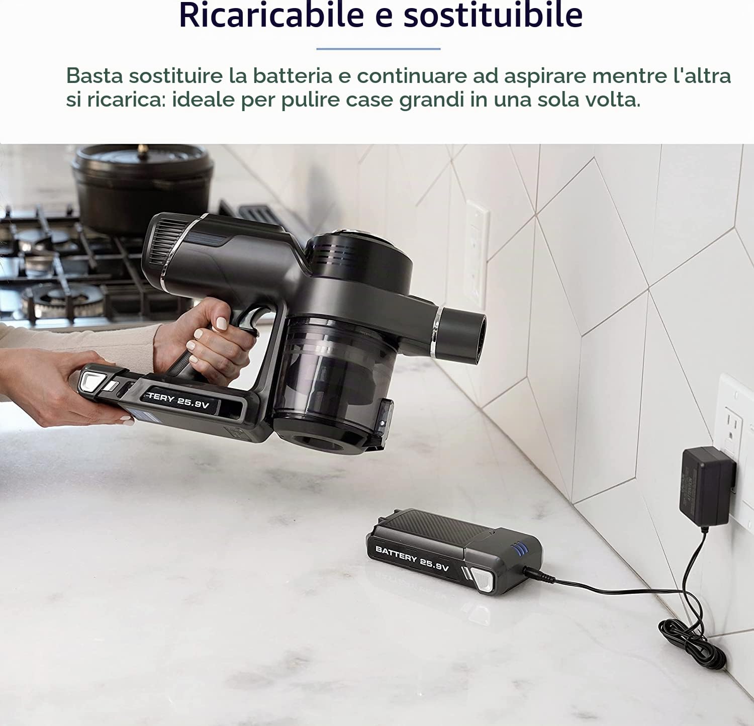 LEVOIT 25,9 V 2500 mAh Batteria di Ricambio per Aspirapolvere senza Fili VortexIQ 40, Autonomia da 12 a 40 Minuti