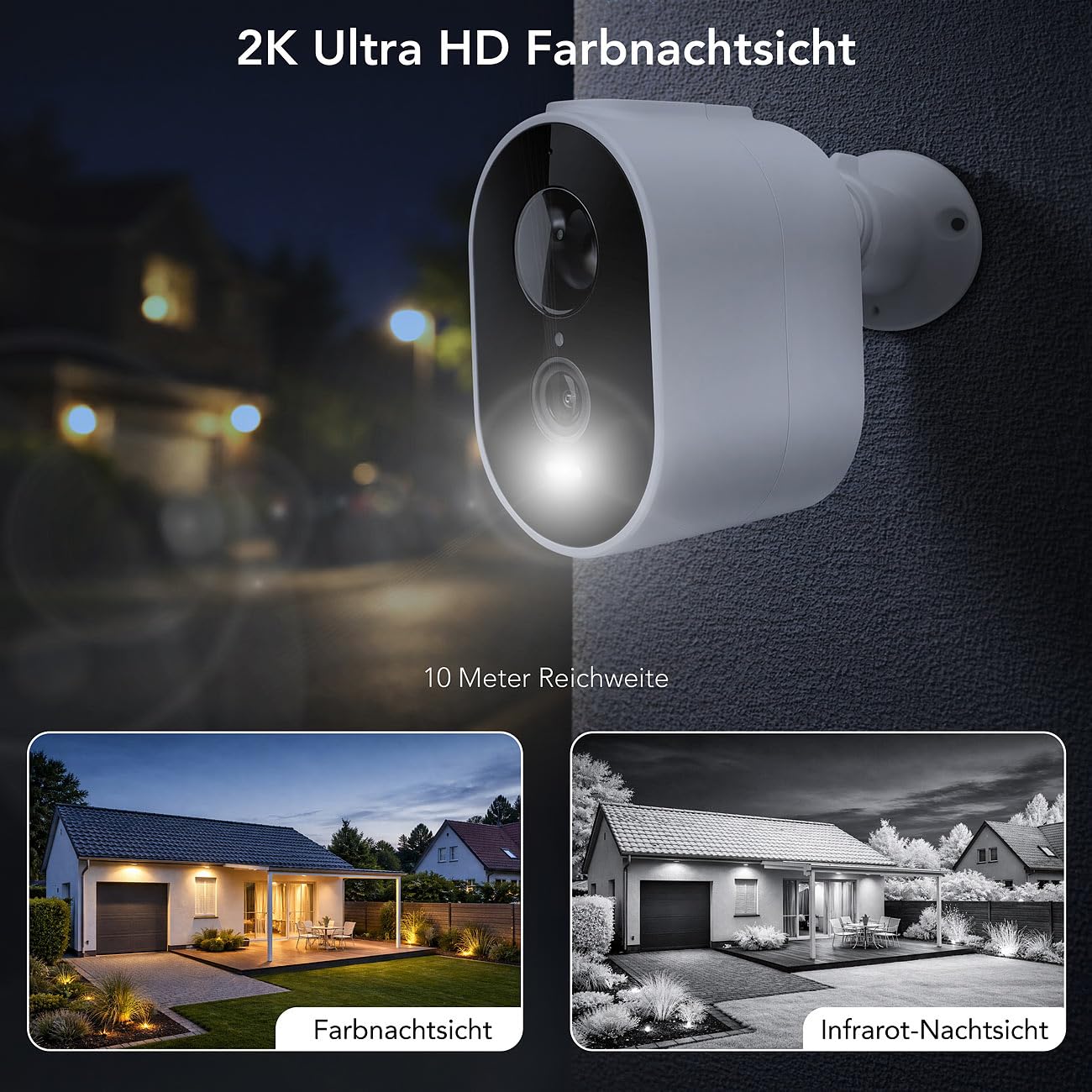 7links Überwachungskameras: 2er-Set Akku-Outdoor-IP-Überwachungskamera mit 2K, Dualband-WLAN, App (IP65, aussen Akku, Camera)