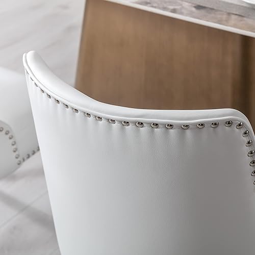 Miniatura 5 de chairus Juego de 2 sillas de comedor modernas de mediados de siglo con patas de madera, cómodas sillas laterales tapizadas de piel sintética para