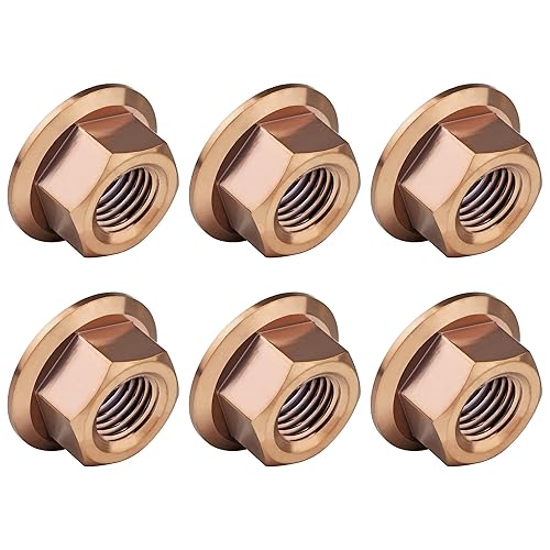 Miniatura 24 de Titanium DIN6923 M5 M6 M8 M10 M12 M14 M16 - Juego de 6 tuercas hexagonales (paso M8, 0.069 pulgadas, dorado)