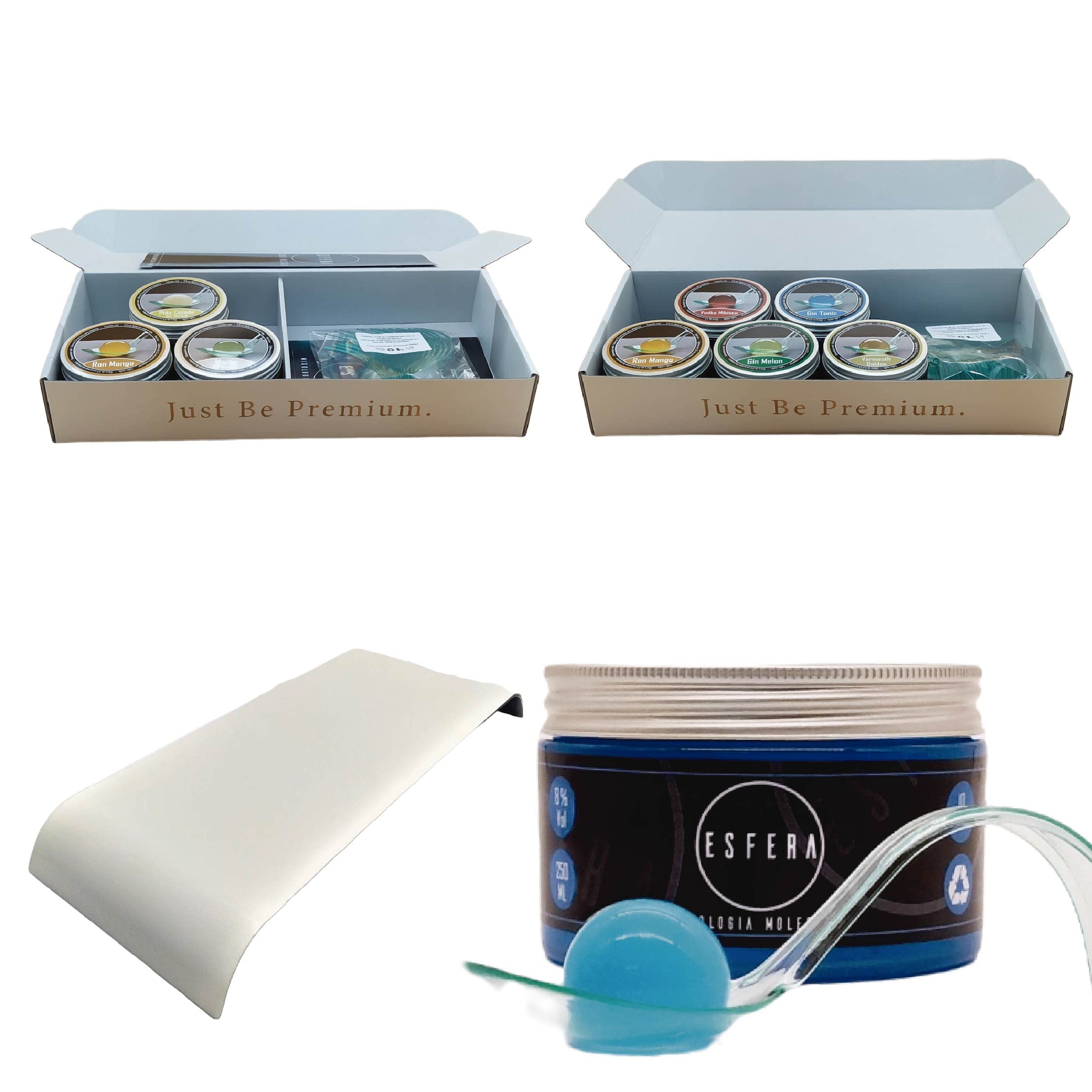Esfera Mixología Molecular - Esferificaciones Kit con Alginato de Sodio - Cocteles Preparados - Kit 8 Sabores de Cocteleria - Kit Gin Tonic Regalo Original Gourmet - Tonica de Corte Molecular