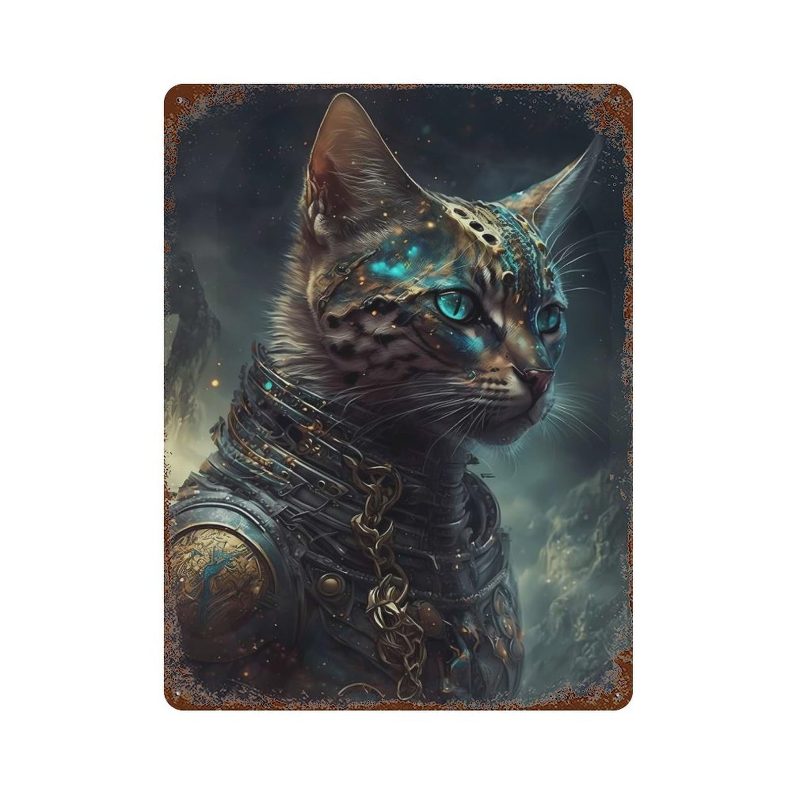 Bengal Cat Mythology Vintage Rust Metal Sign 15.7"x11.8", for Basement, Hobby Room And Garage Decor, Farmhouse Wall Decor