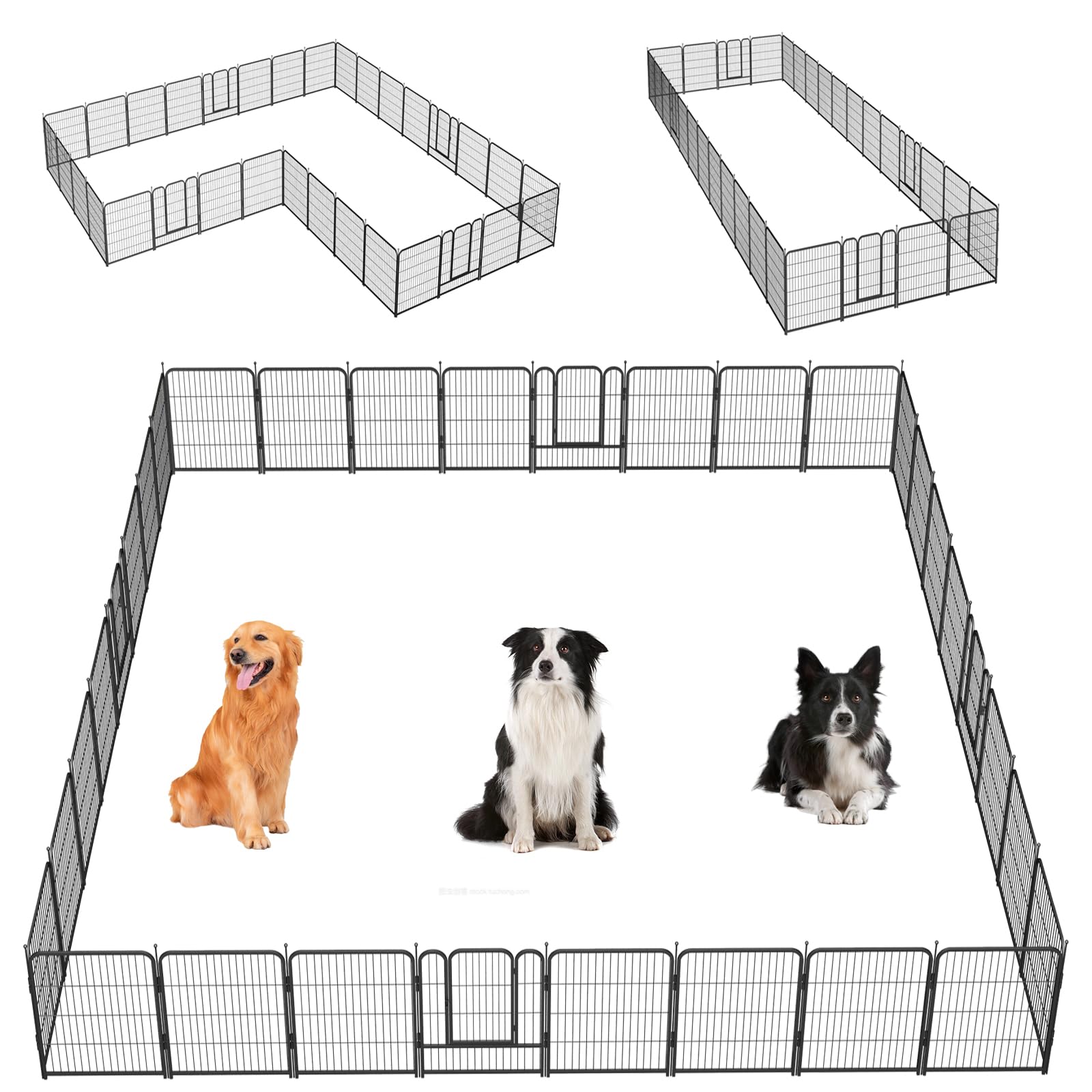 Dog Playpen,32/40/45 Inch Height in Heavy Duty, Folding Indoor Outdoor Anti-Rust Dog Exercise Fence, Portable Pet Playpen with Door for Large Medium