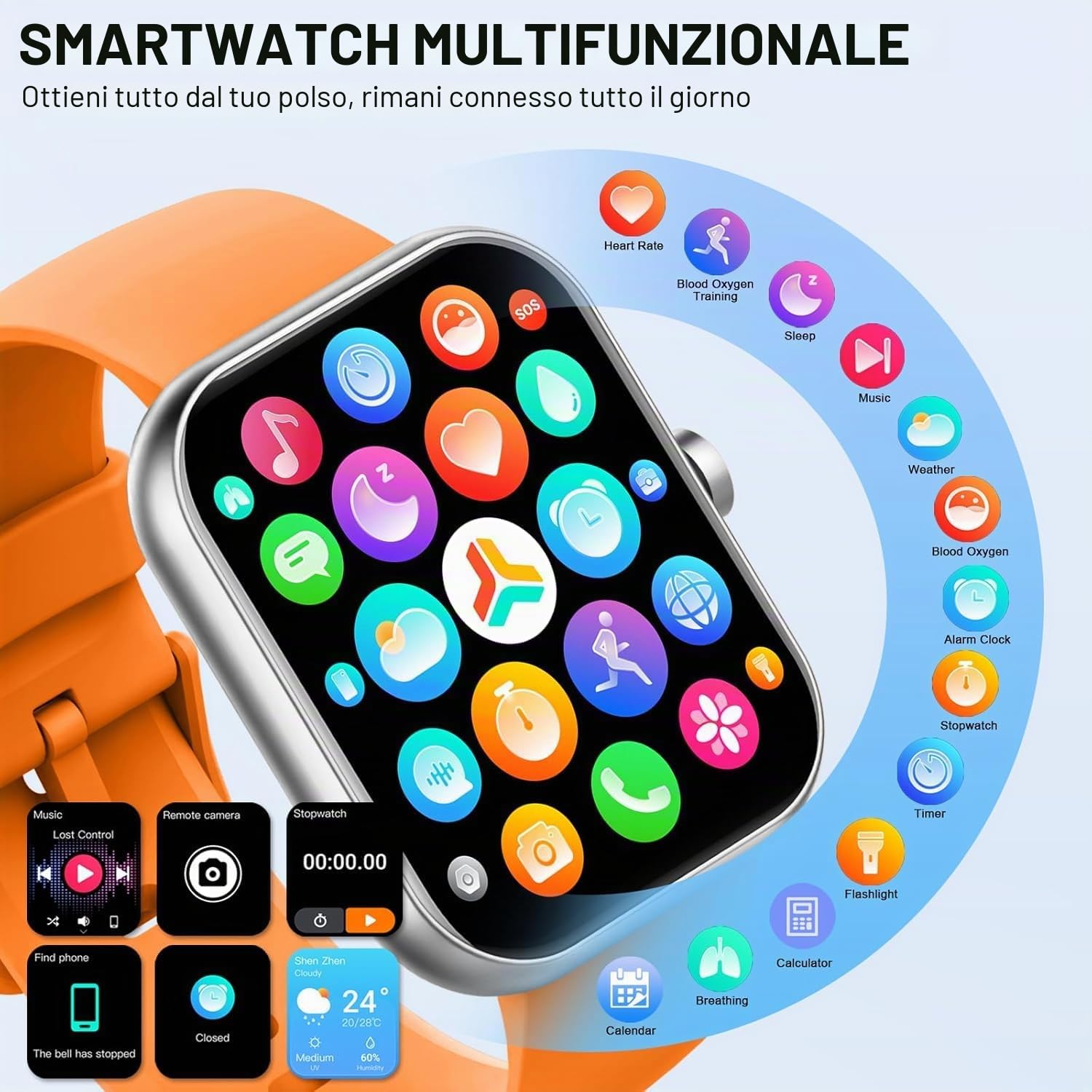 Jugeman Smartwatch Uomo Donna Chiamate Bluetooth, 1.96'' Orologio Smartwatch con Cardiofrequenzimetro/Contapassi/Sonno/SpO2, 113+ Sportive Smart Watch IP68 Impermeabile Fitness Tracker per iOS Android