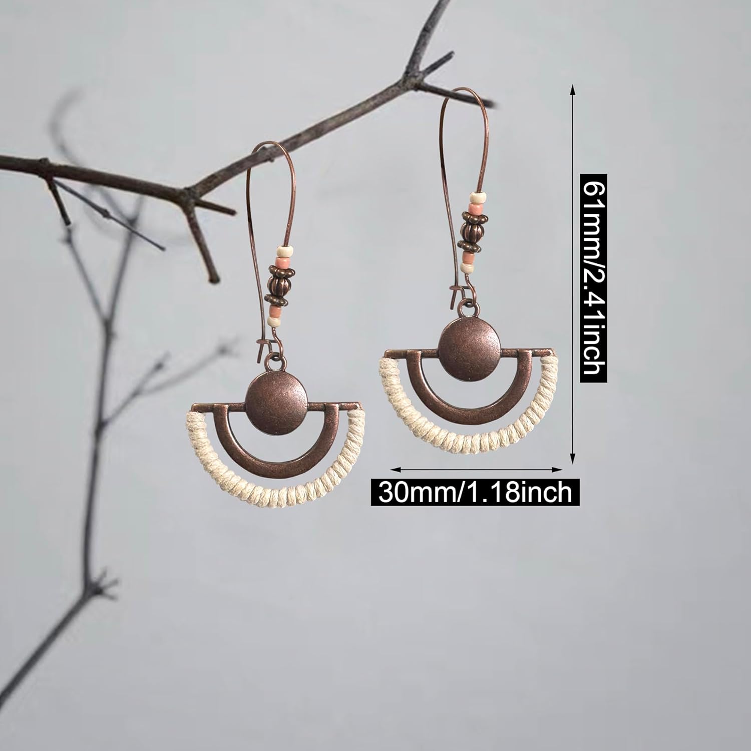 GPASTG Handmade Bohemian Vintage Alloy Geometry Flower Teardrop Leaf Dangle Drop Leverback Earrings For Women - Image 5