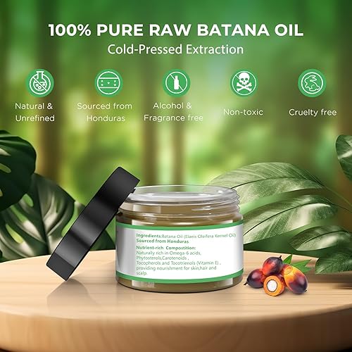 Vista 14 de Mysense Raw Batana Oil for Hair Growth, 100% Natural Pure and Unrefined Dr. Sebi Oil, Scalp Care for Women & Men, Prevent Hair Loss, Promote 220 g