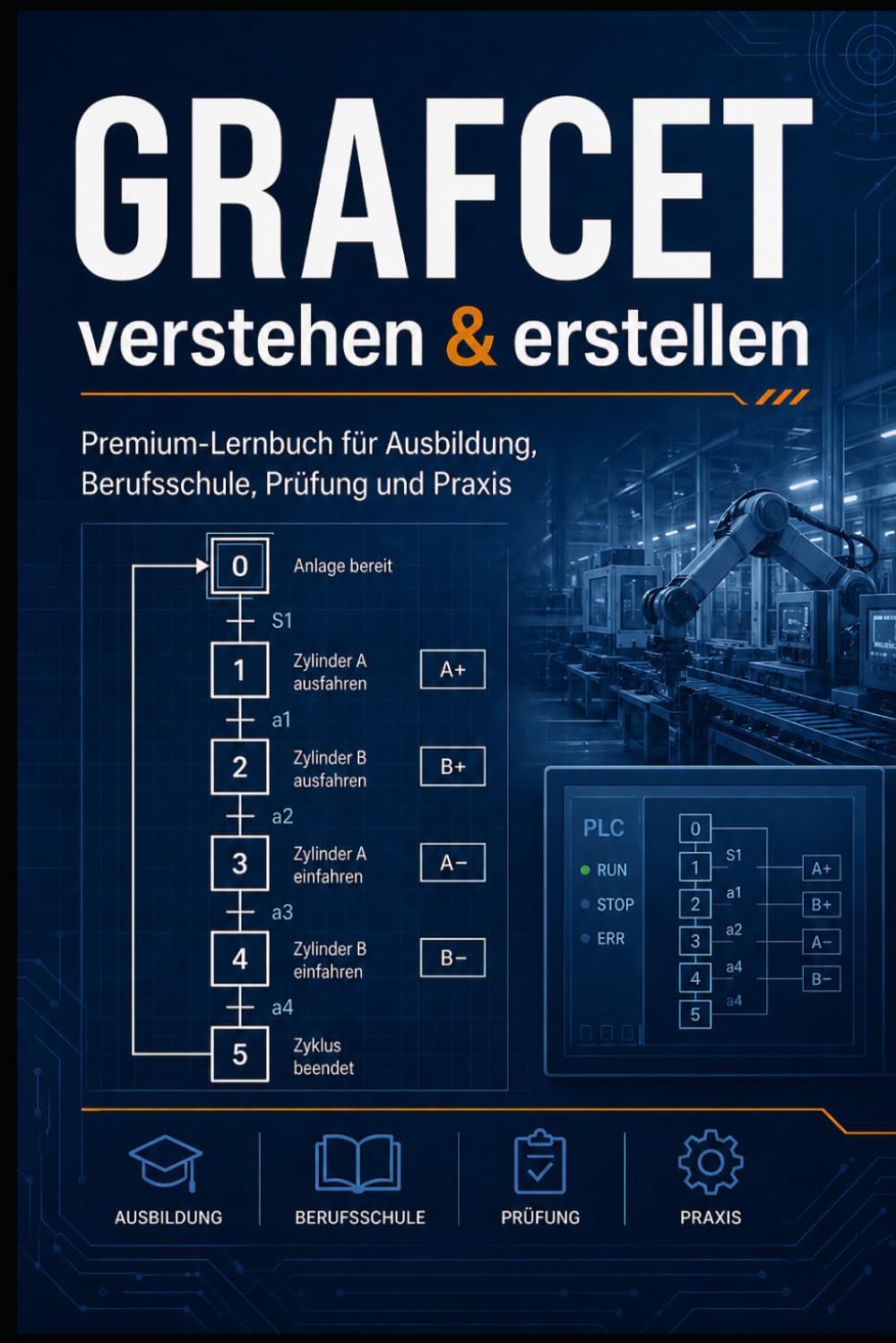 GRAFCET verstehen und erstellen: Schritt-für-Schritt-Praxisleitfaden für Auszubildende in der Steuerungstechnik – mit Symbolübersicht, Übungen & Lösungen