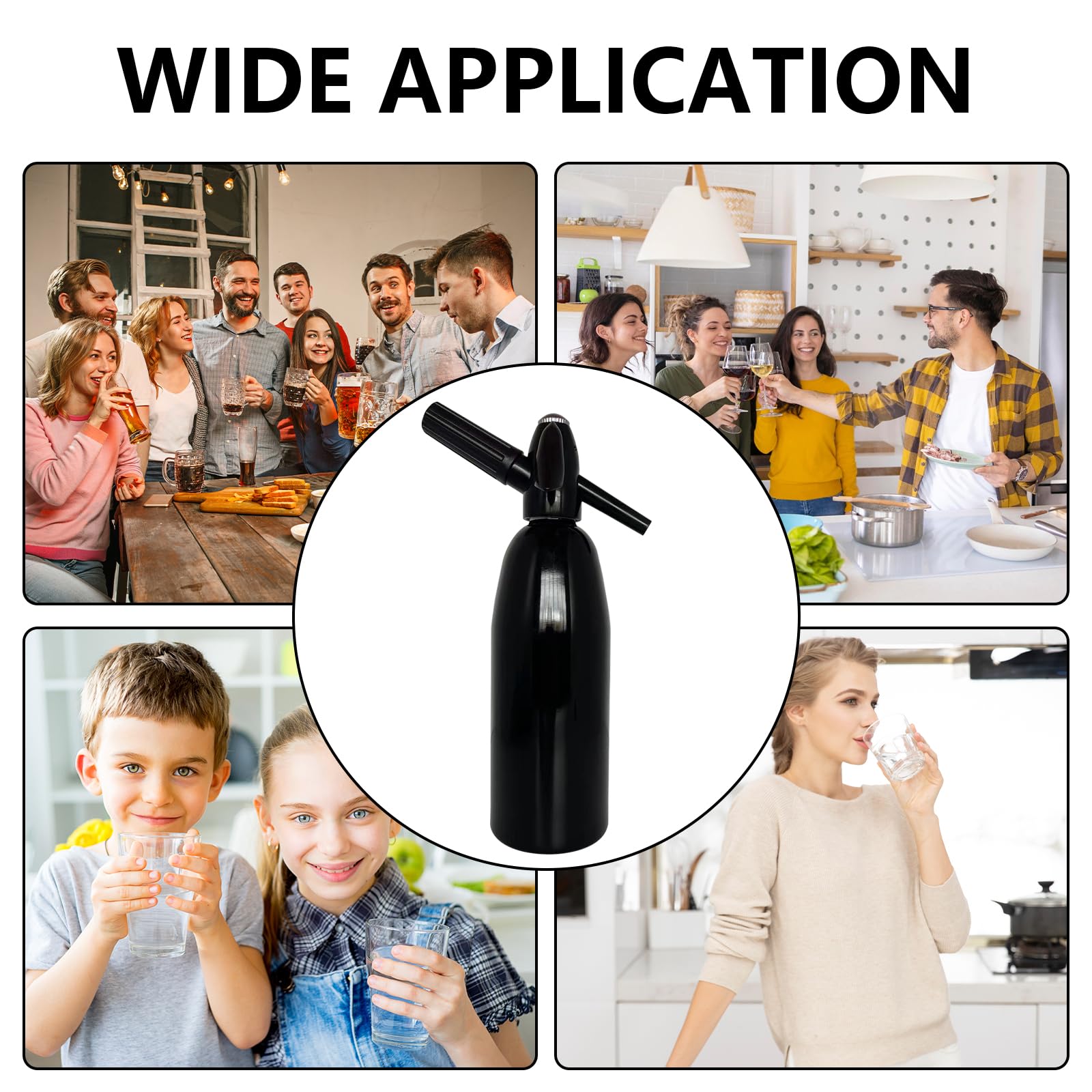 Sifón de Soda, Máquina Para Hacer Soda de 1L Máquina de Aluminio Para Hacer Soda con Limón Minimáquina Portátil Para Hacer Agua con Gas Y Soda Para Bebidas Carbonatadas Jugos Limonada Y Cócteles