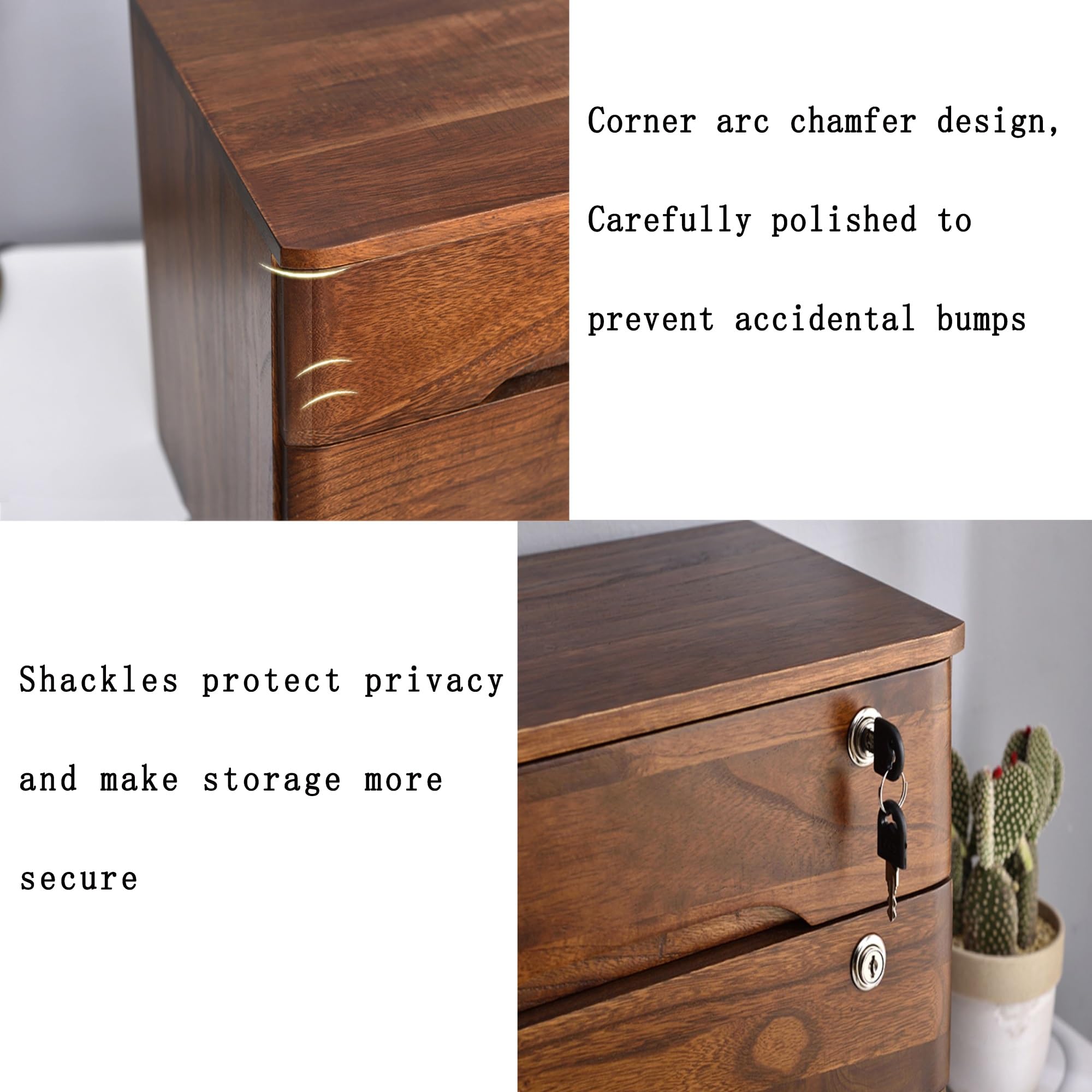 Holz-Schubladenbox, Schreibtisch-Organizer mit 4 Schubladen, Schloss, A4-Quittungsordner-Organizer, Mini-Holzkommode für Zuhause, Küche, Büro (C, Weiß, Nussbaum, Gelb)
