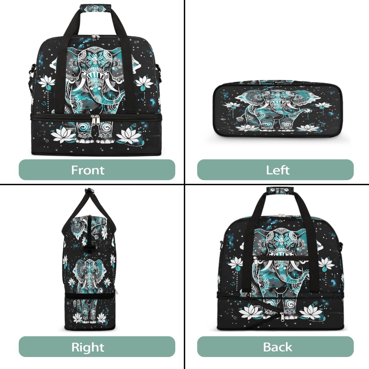 Borsone da viaggio pieghevole da viaggio, espandibile, con scomparto per scarpe, grande capacità, borsa da weekender, borsa da viaggio, sport, viaggi notturni