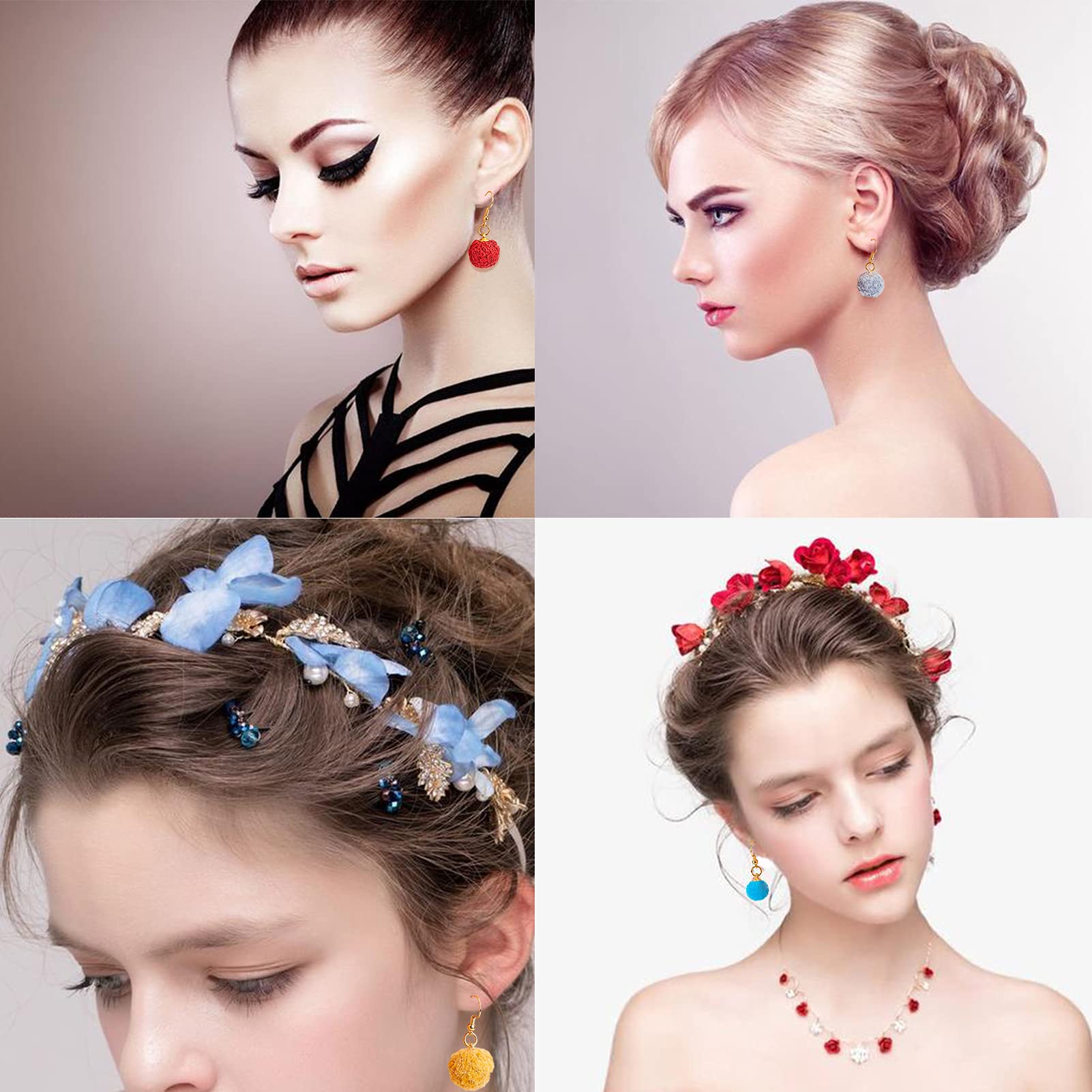 Anneome 60 Stück Pompom Charms - Bunte Bommel Anhänger Für DIY Schmuck