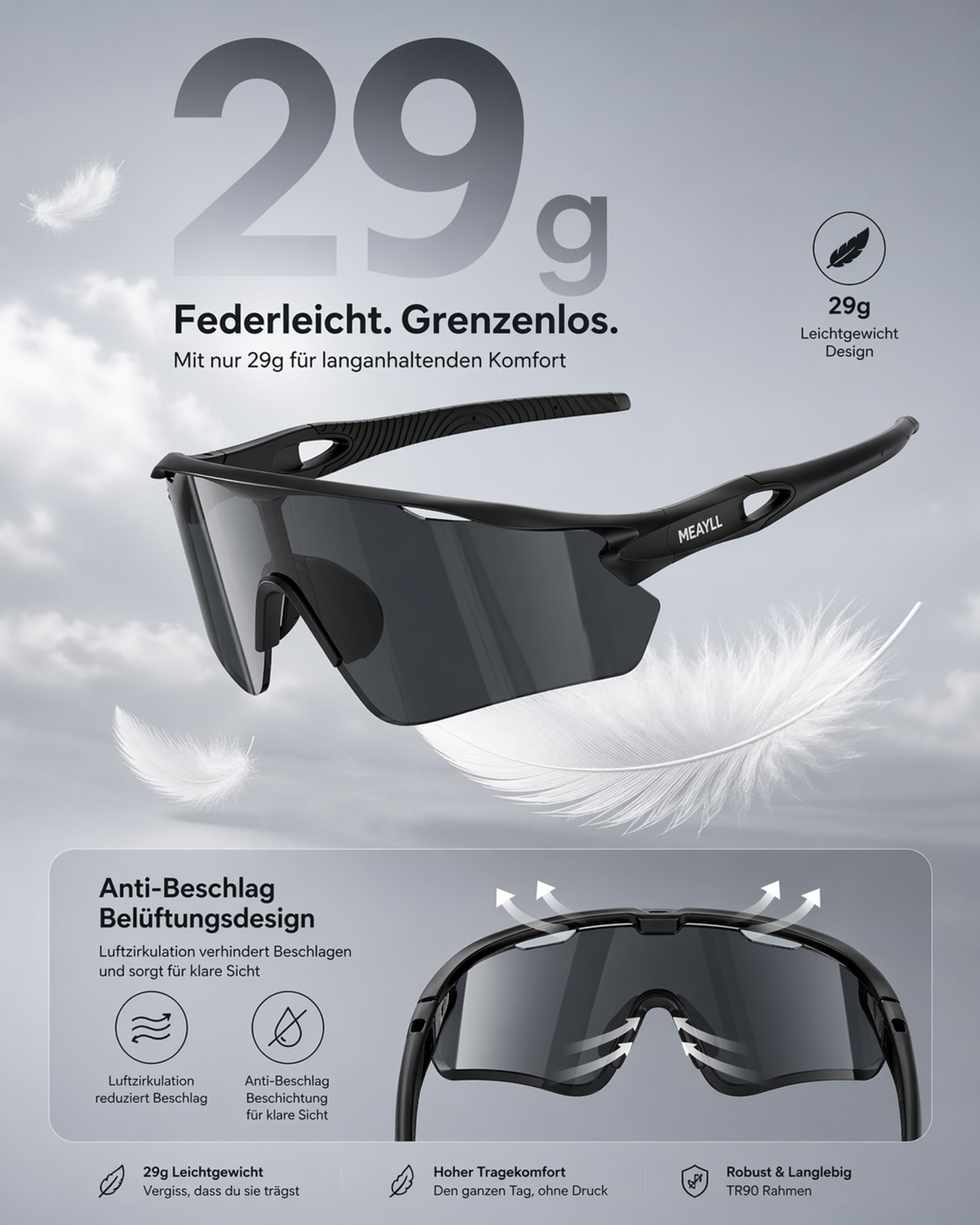 Gafas de ciclismo para hombre y mujer, UV400, montura TR90 con alas nasales ajustables, MTB, gafas de sol rápidas para bicicleta, pesca, bicicleta eléctrica
