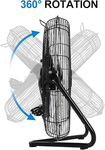 Miniatura 4 de Ventilador de piso industrial de alta velocidad de 20 pulgadas, ventilador de piso industrial de metal resistente de 3 velocidades 5200 CFM con