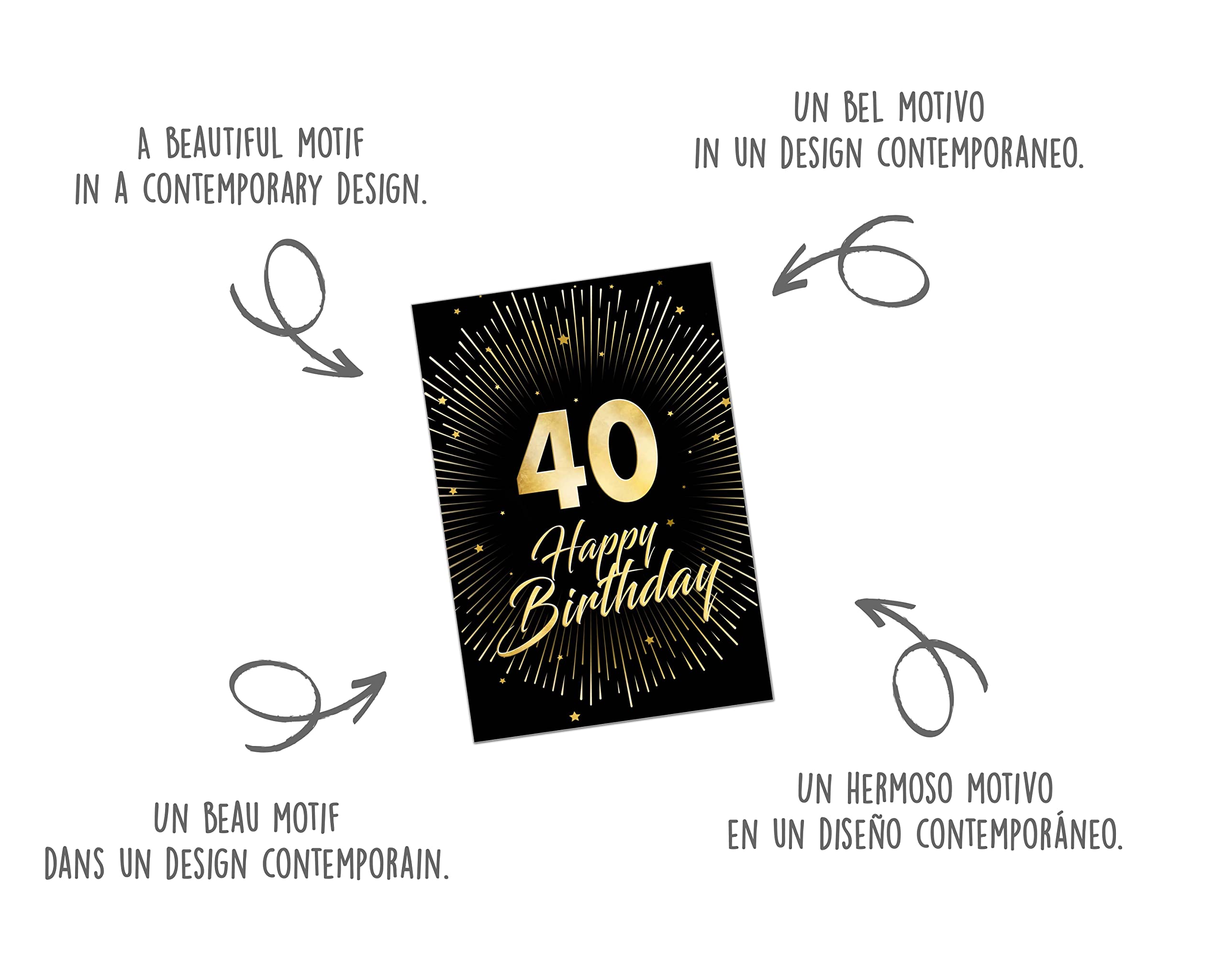 Edition Seidel Premium wenskaart voor de 40e verjaardag met envelop. Verjaardagskaart Wenskaart Billet Kaart Happy Birthday Man Vrouw (GZ345-40 SW023 Edition Seidel Premium wenskaart voor de 40e verjaardag met envelop. Verjaardagskaart Wenskaart Billet Kaart Happy Birthday Man Vrouw (GZ345-40 SW023