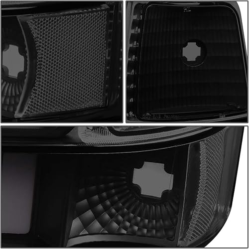 Miniatura 3 de DNA MOTORING Par de faros delanteros de barra de luz de marcha LED duales compatibles con 92-96 F150 F250 F350 Bronco, NegroAhumado,