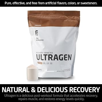 FIRST ENDURANCE Ultragen Workout Recovery Drink Powder, Protein Mix, Boosts Energy, Accelerates Recovery | Chocolate, 15 Servings