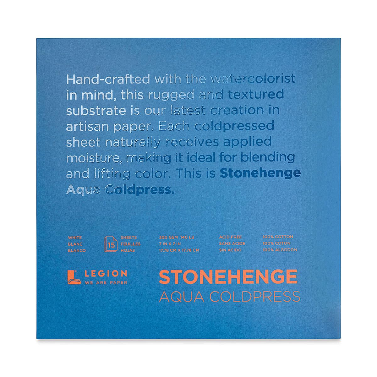 Papier aquarelle Stonehenge Aqua 140lb anti-gondolage bloc encollé blanc 7x7